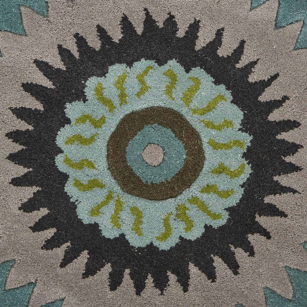 5 Round Green Peacock Feather Area Rug