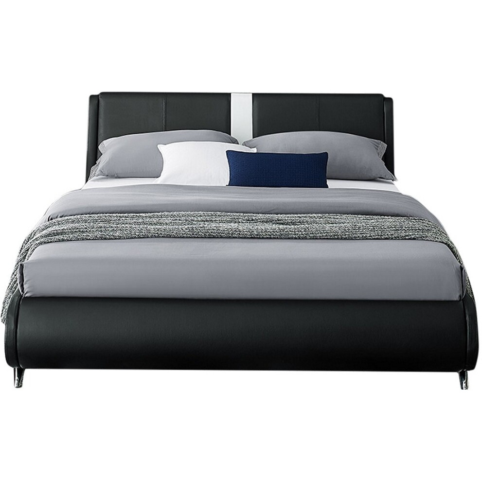 Black Platform Queen Bed With Two Nightstands