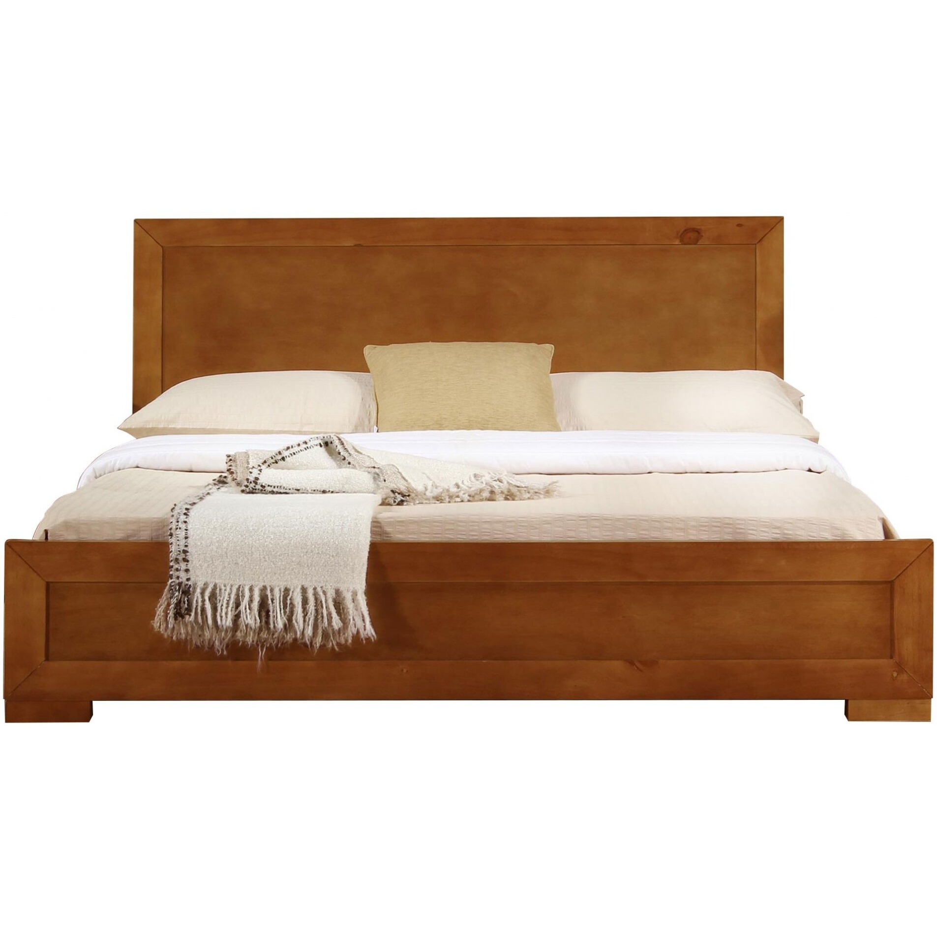 Oak Wood Queen Platform Bed