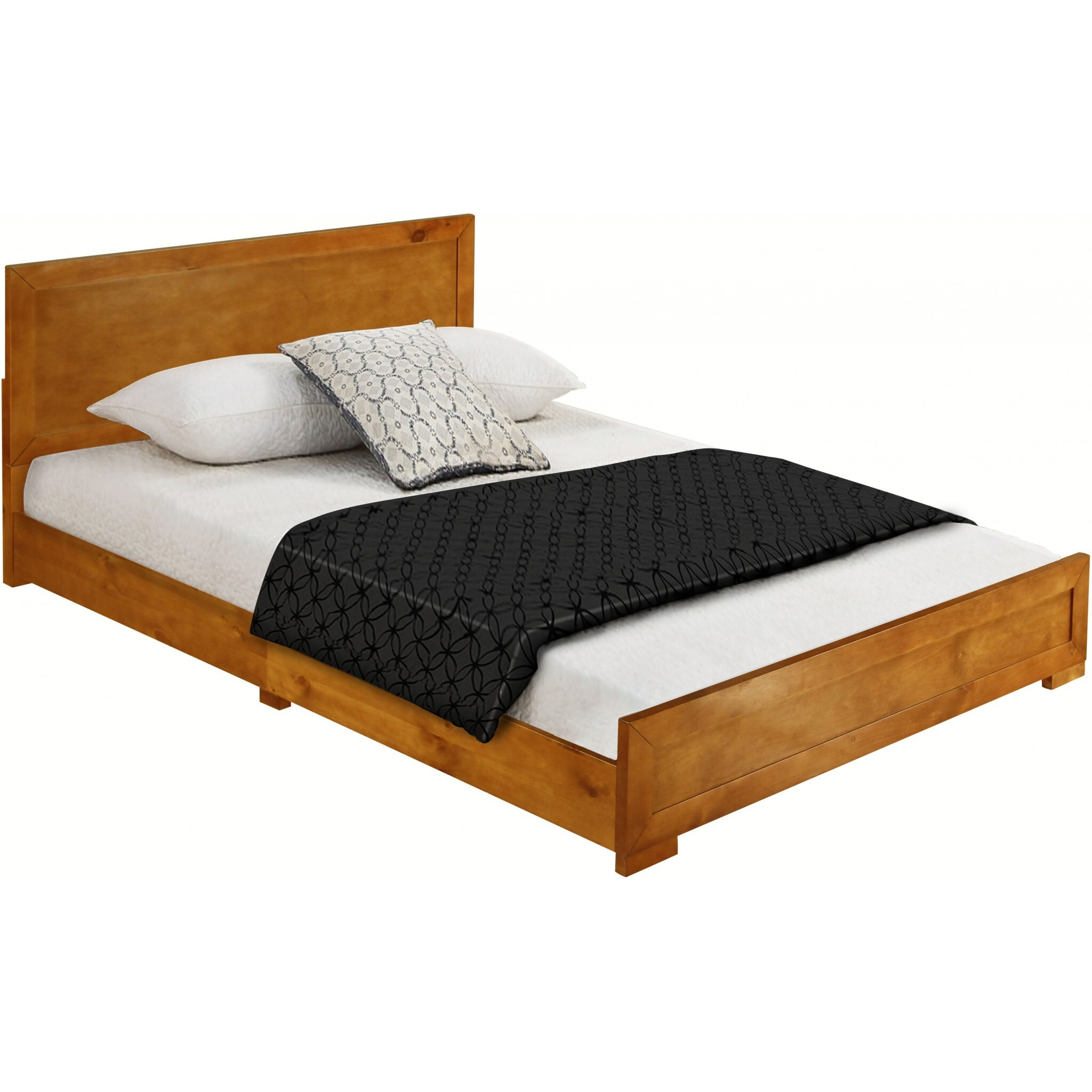 Oak Wood Queen Platform Bed