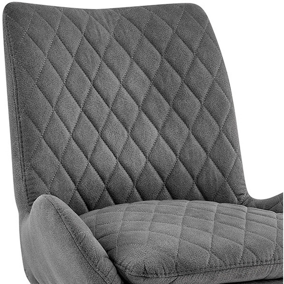 38"" Charcoal Microfiber And Black Iron Counter Height Bar Chair