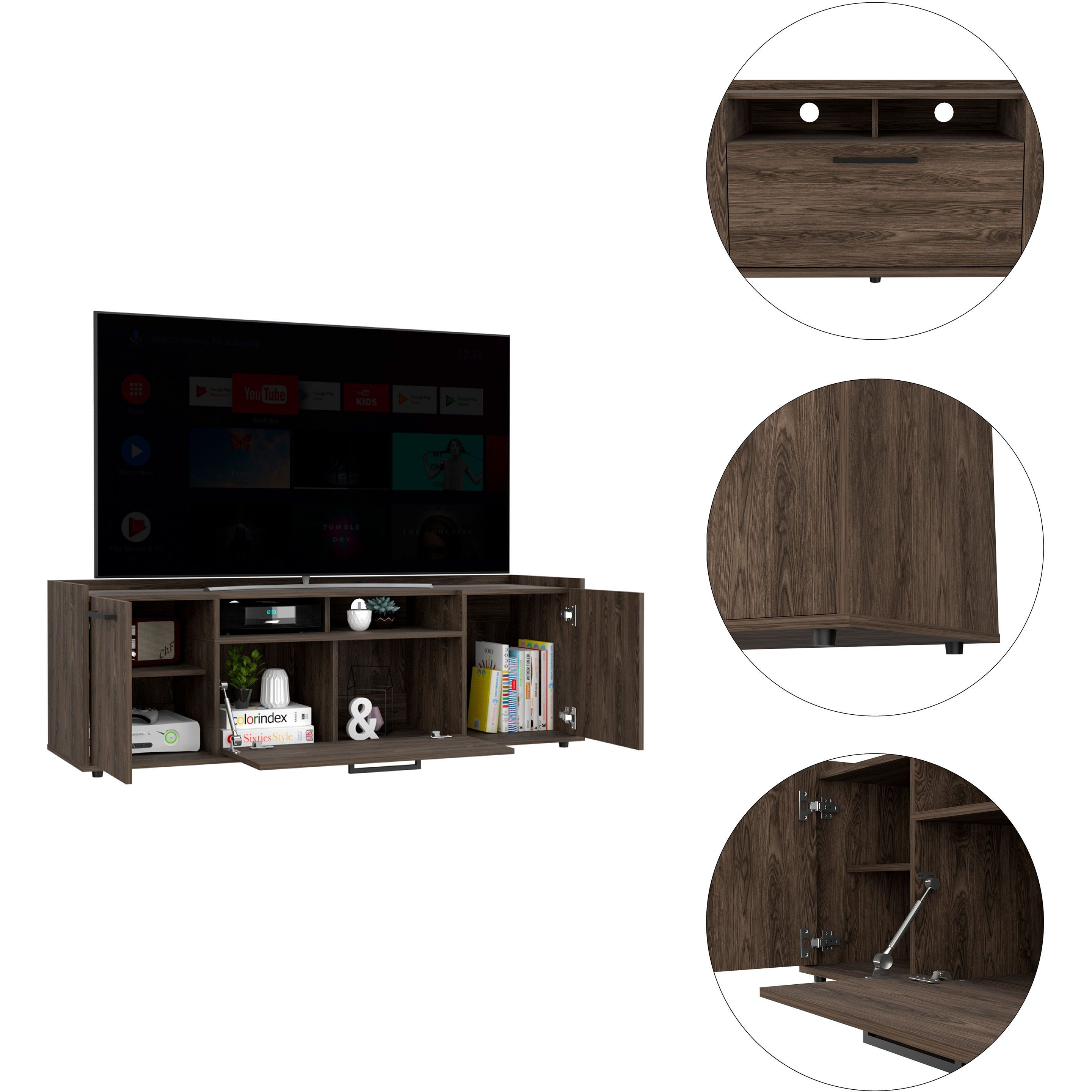 Brock Rectangle 2-Door Tv Stand Dark Walnut(D0102H76Huj)