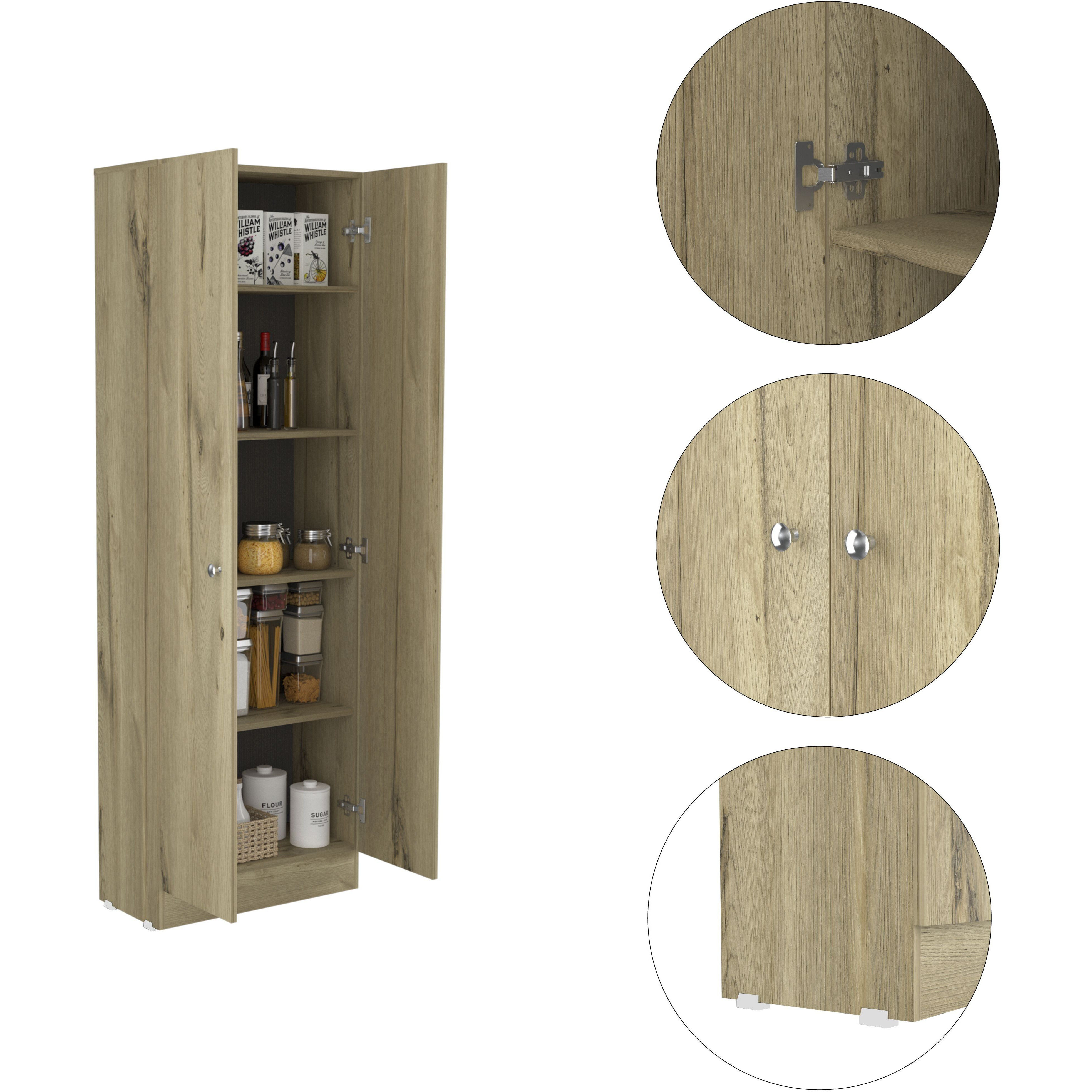 Buxton Rectangle 2-Door Storage Tall Cabinet Light Oak And Black Wengue(D0102H767Q6)