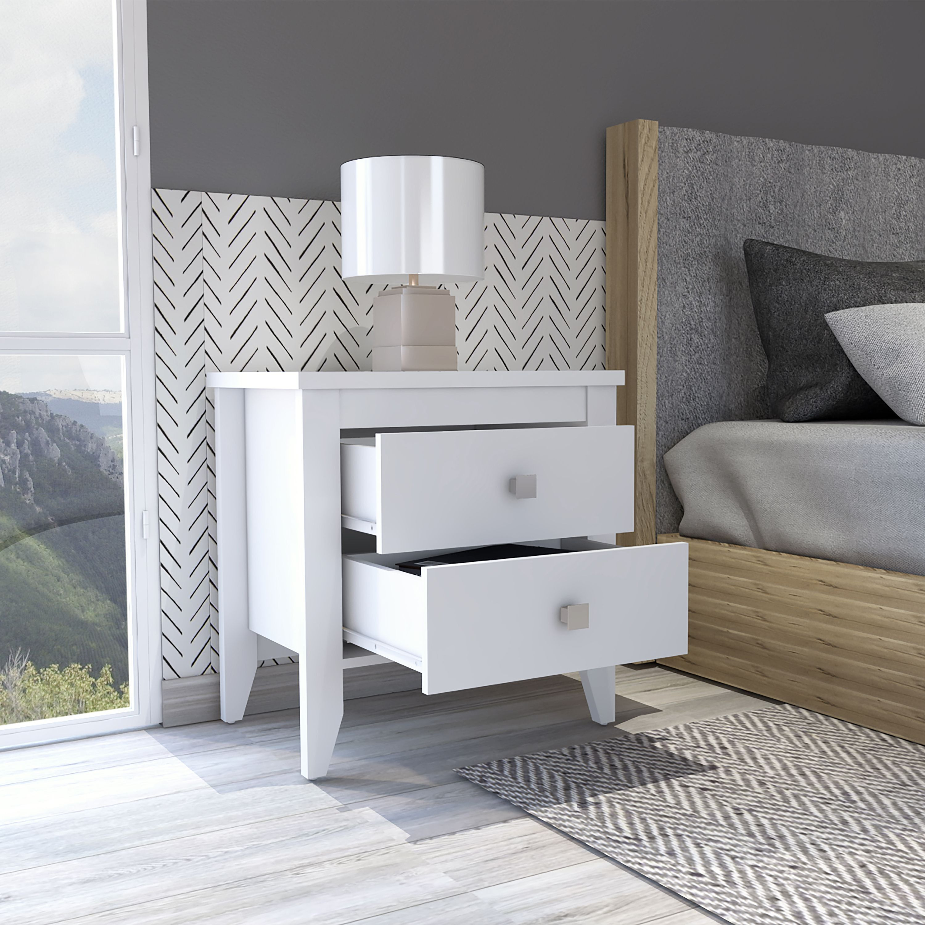 Windsor 2-Drawer Nightstand White(D0102H76Hwx)