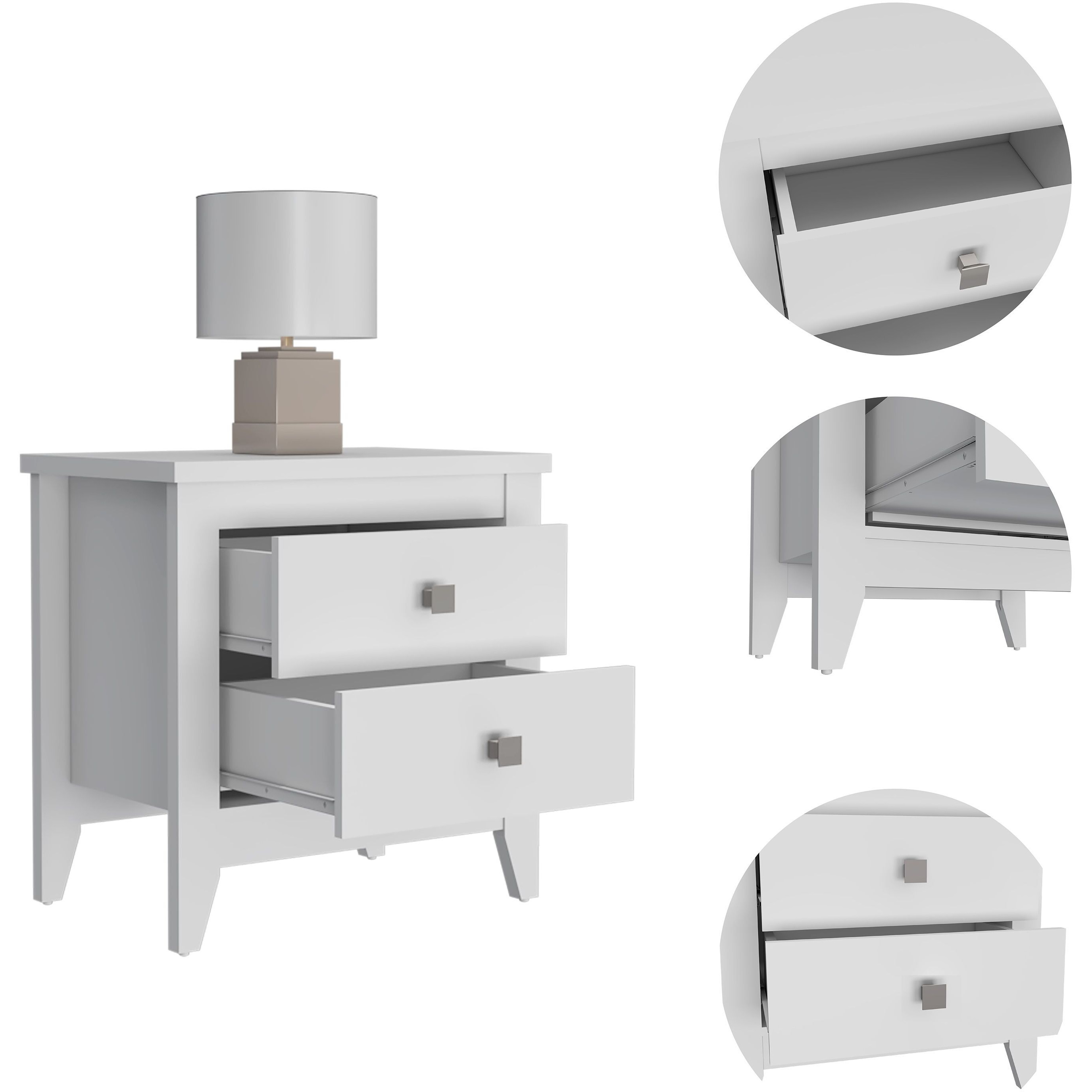 Windsor 2-Drawer Nightstand White(D0102H76Hwx)