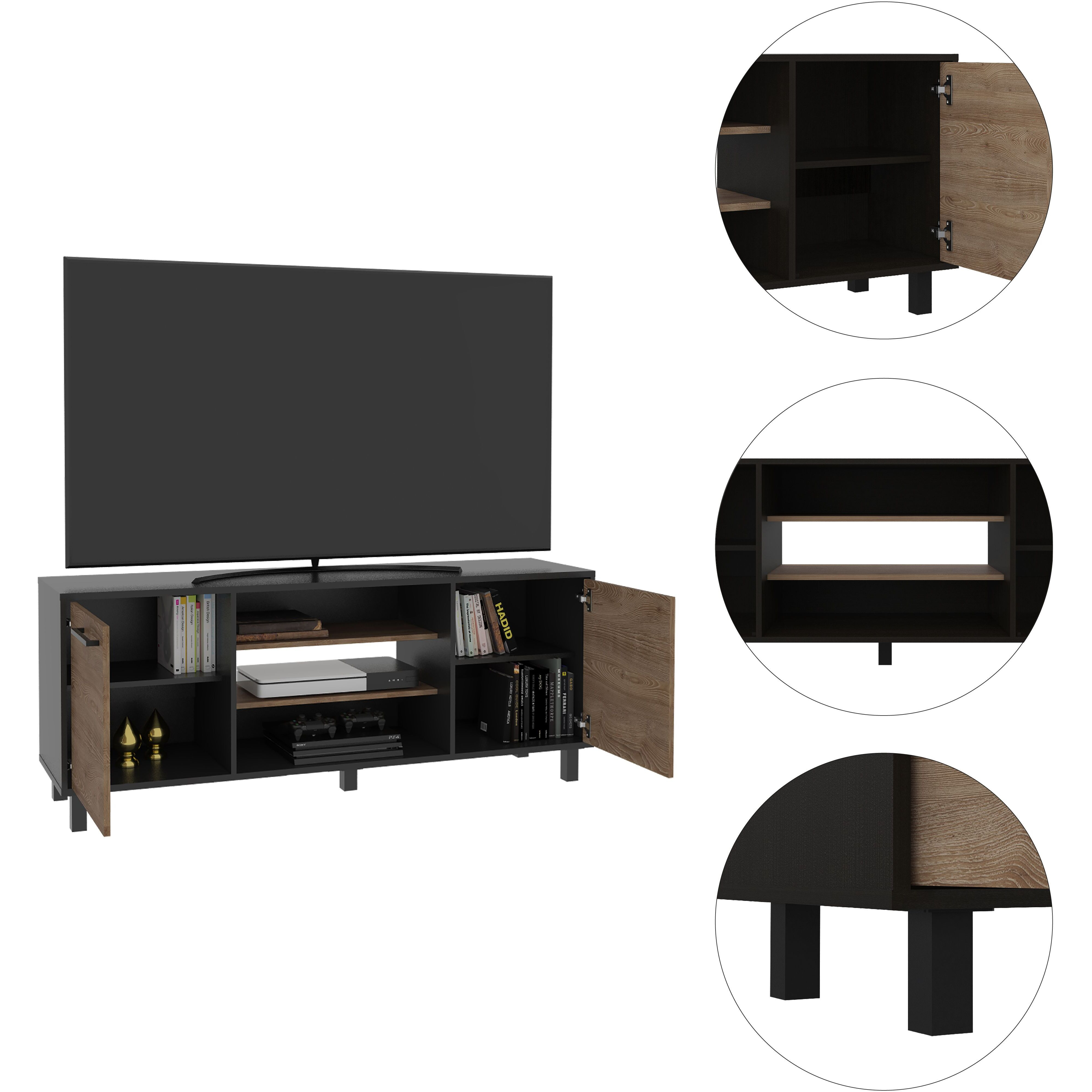 Cannon 3-Shelf 2-Door Tv Stand Carbon Espresso(D0102H767S8)