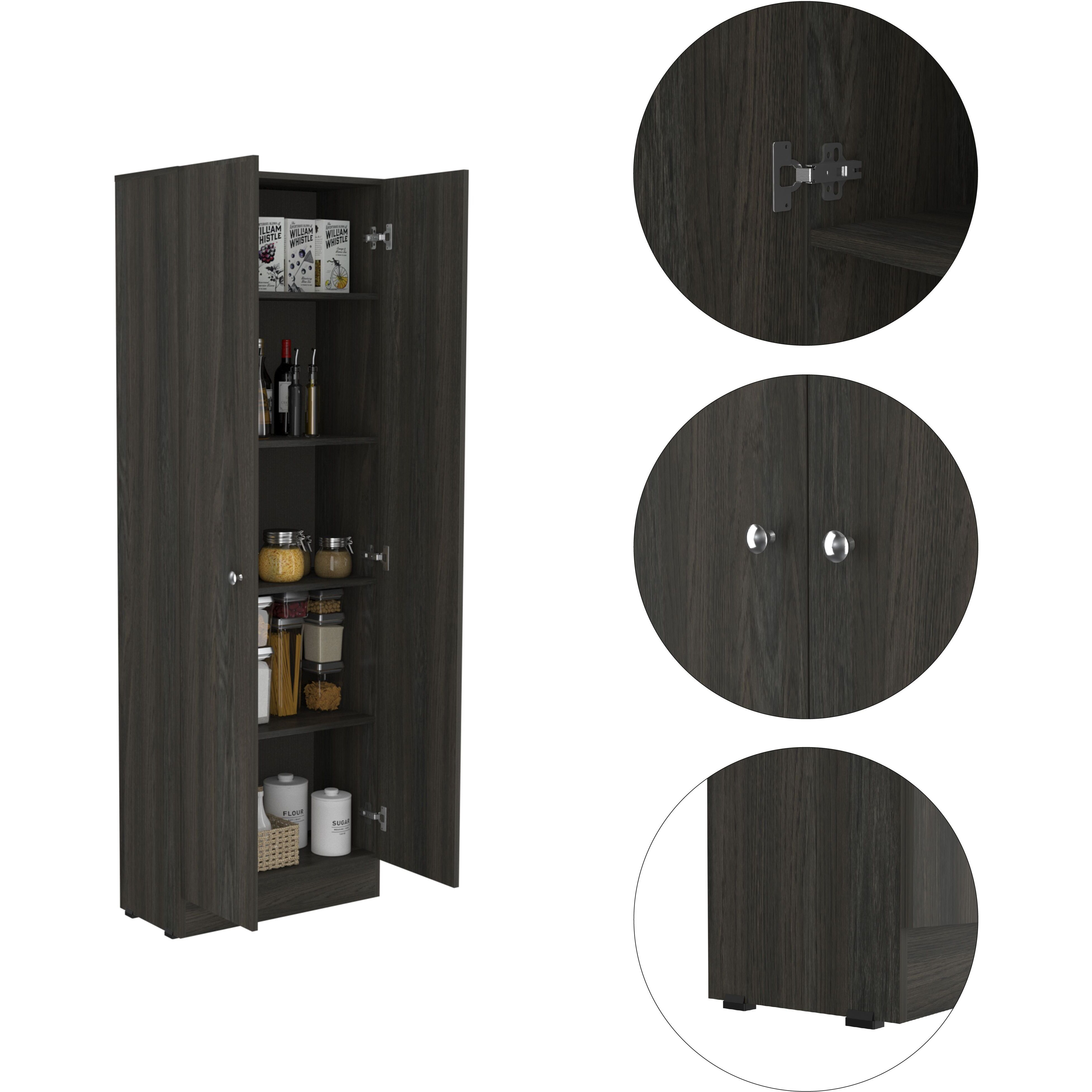 Buxton Rectangle 2-Door Storage Tall Cabinet Carbon Espresso And Black Wengue(D0102H7N4P8)