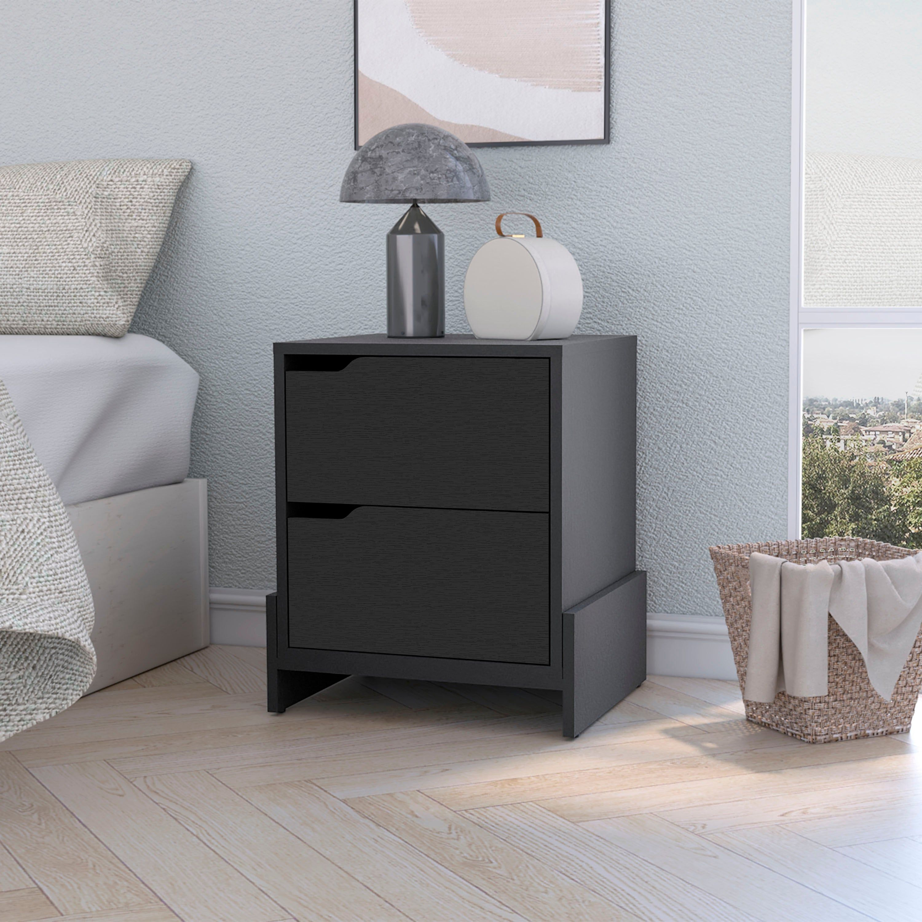 Ralston 2-Drawer Nightstand In Black(D0102H55Lr2)