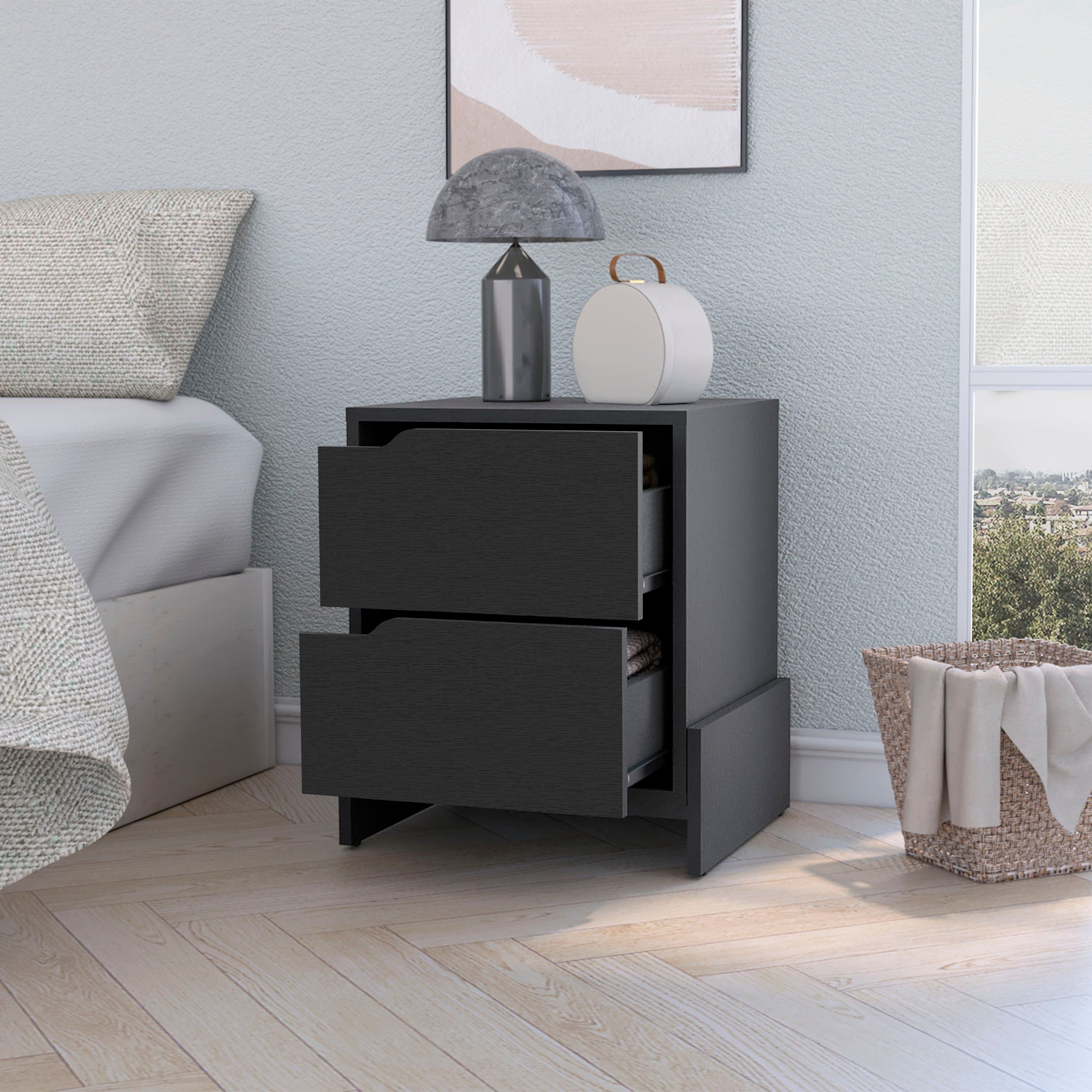 Ralston 2-Drawer Nightstand In Black(D0102H55Lr2)