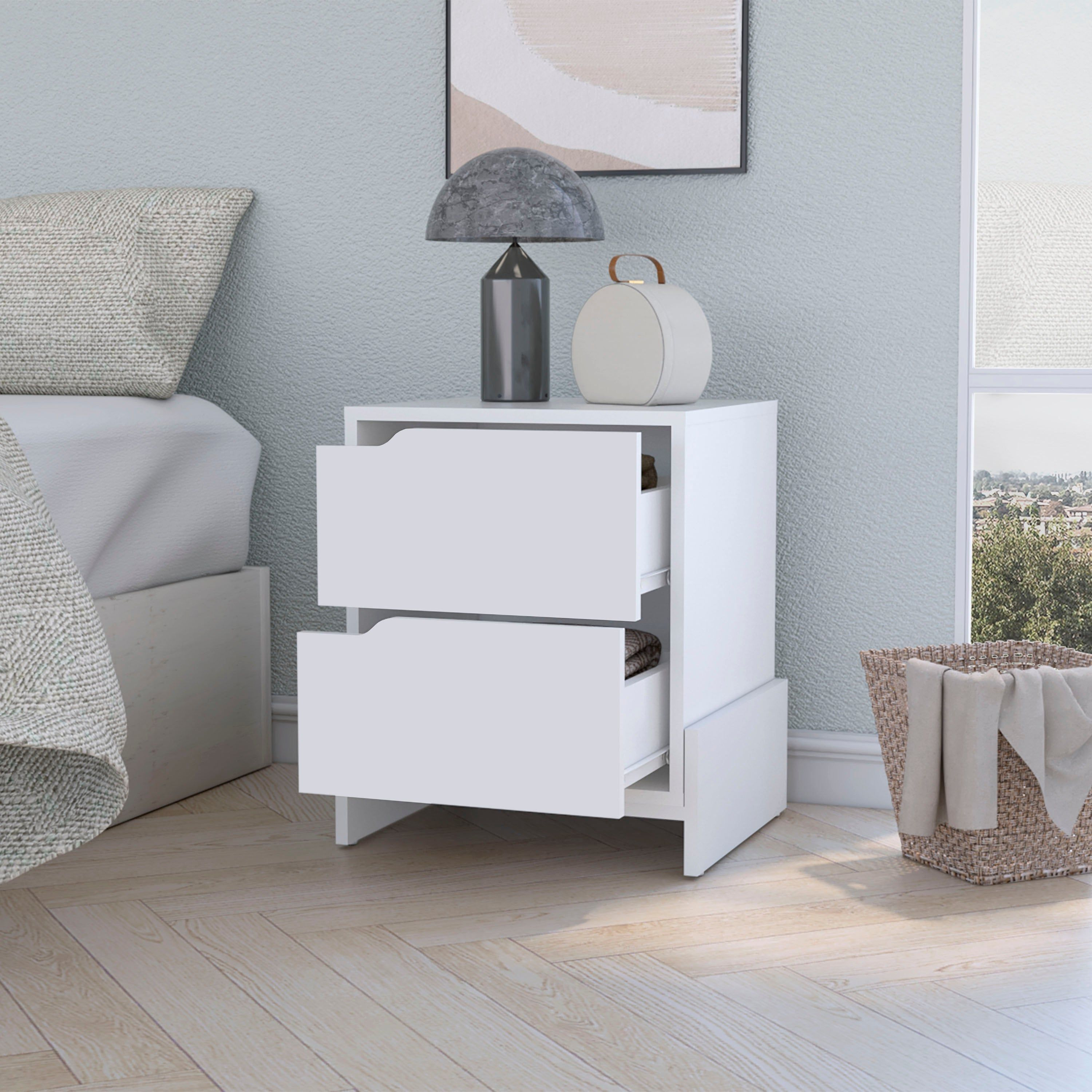 Ralston 2-Drawer Nightstand In White(D0102H55Lg2)