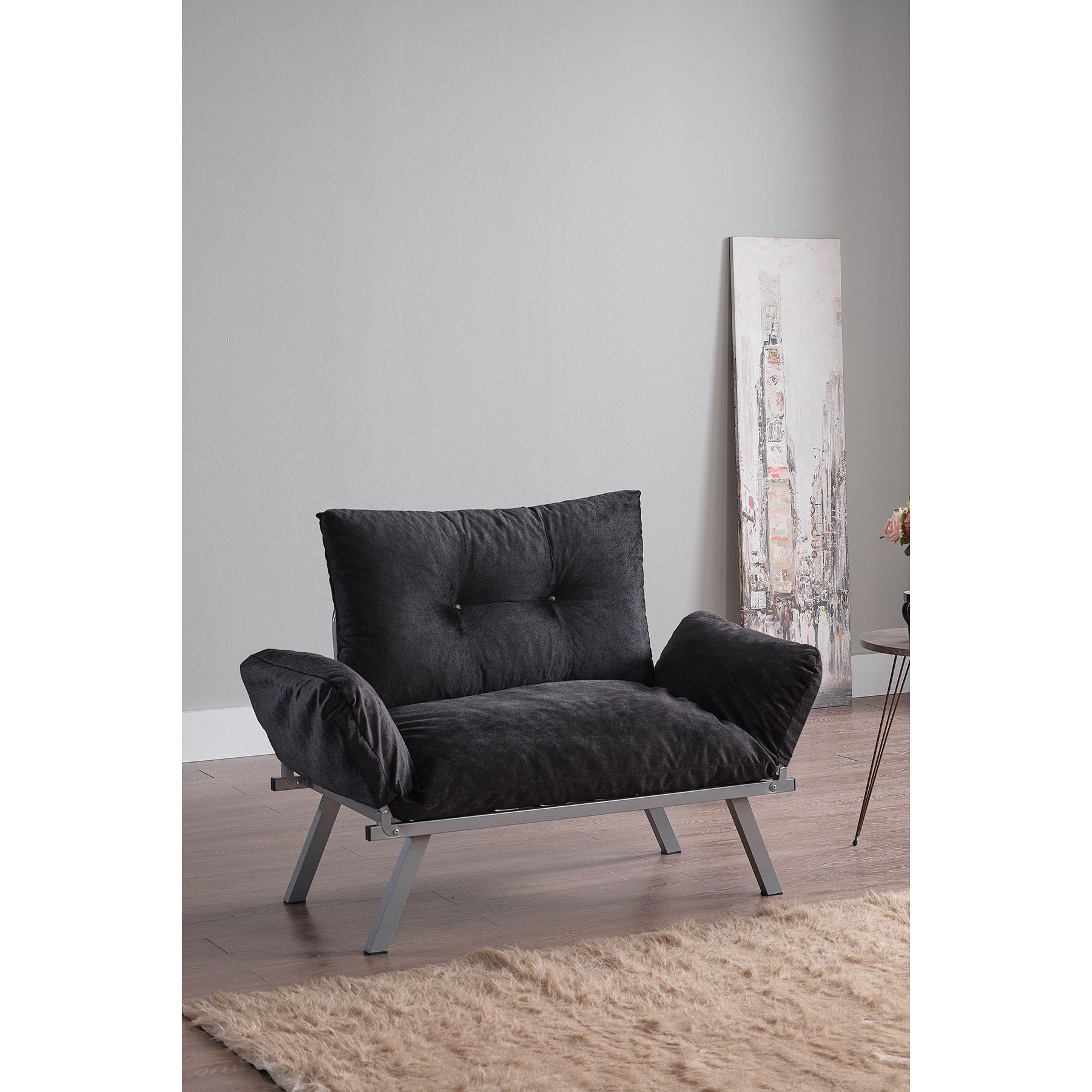 Alora Metal Legs Futon Love Seat(D0102H59Yk2)