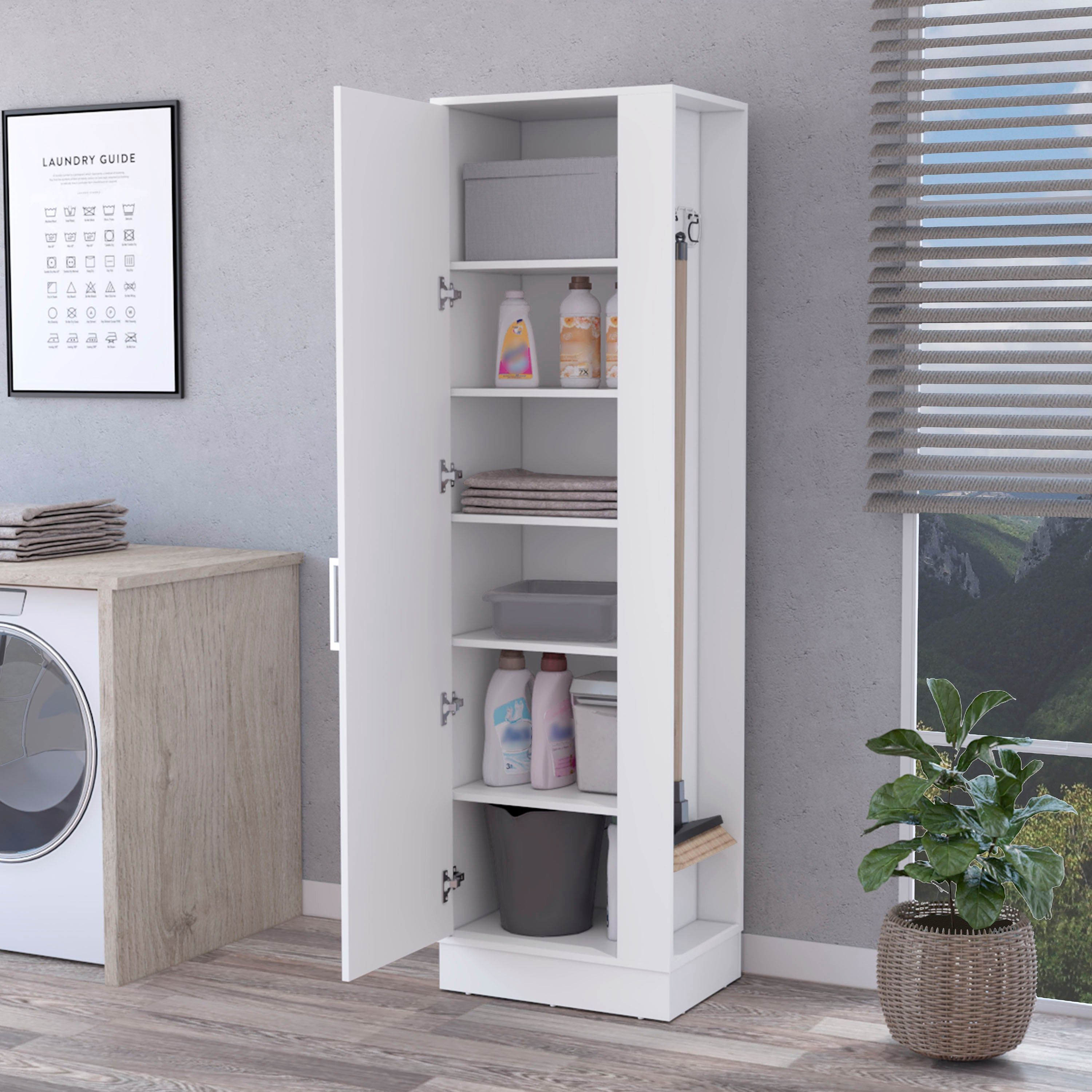 Greenville 2-Door 6-Shelf Tall Storage Cabinet White(D0102H5Qiqp)