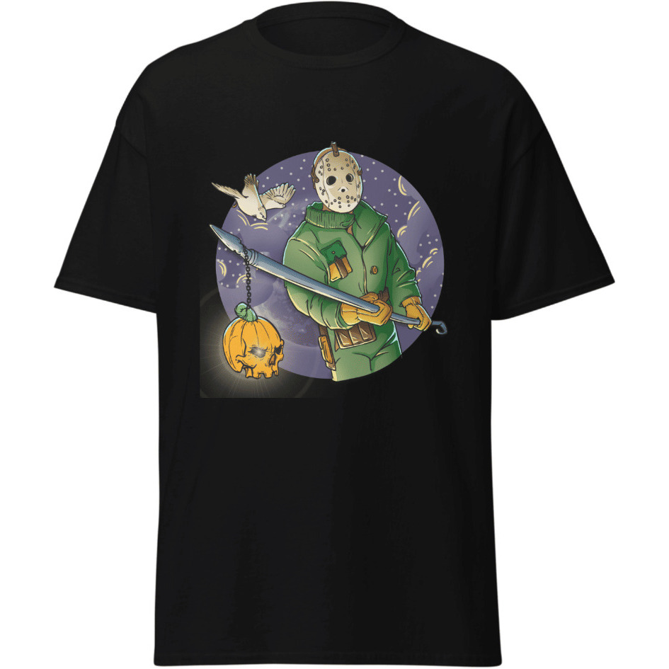 Halloween Jason With Spear Fashion Red T-Shirt Merchyprint  Size M(D0102Hgd4Du)