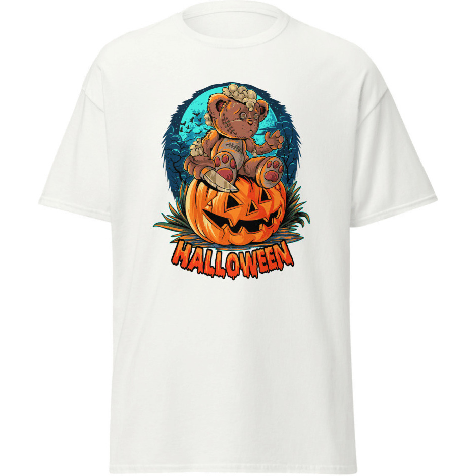 Halloween Pumpkinhead Teddy Bear Blackt-Shirt Merchyprint  Size M(D0102Hgdndv)