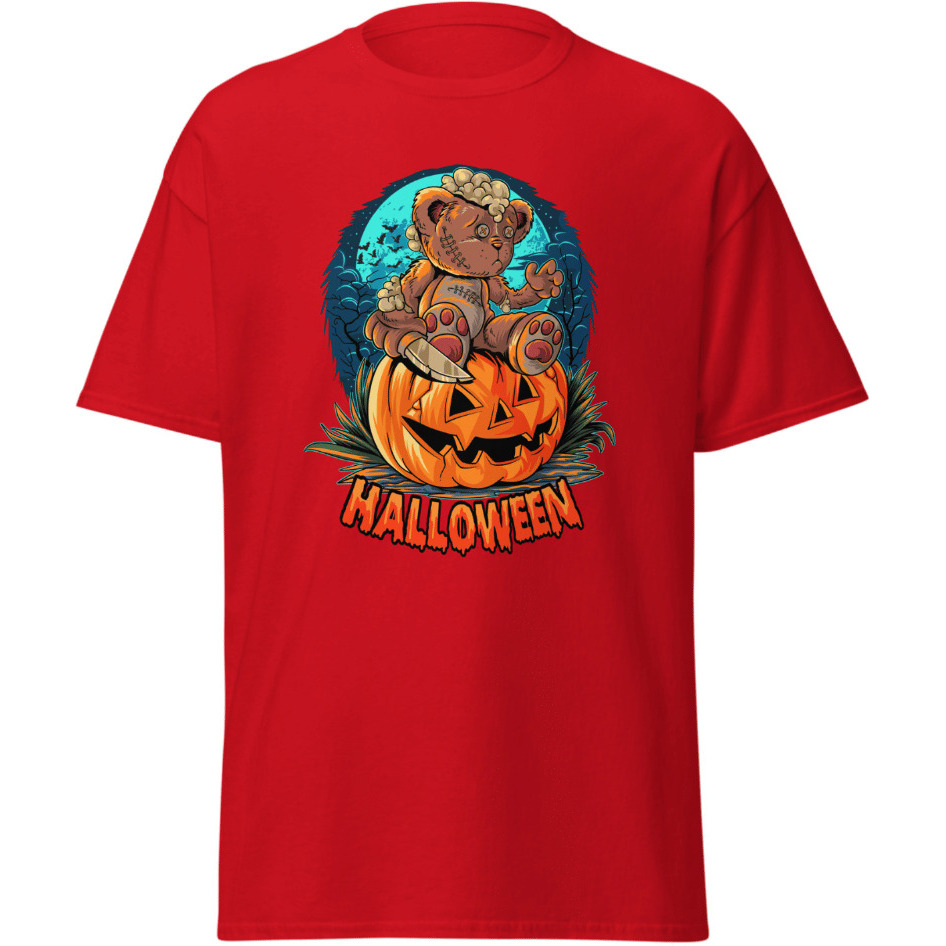 Halloween Pumpkinhead Teddy Bear Blackt-Shirt Merchyprint  Size M(D0102Hgdnmy)