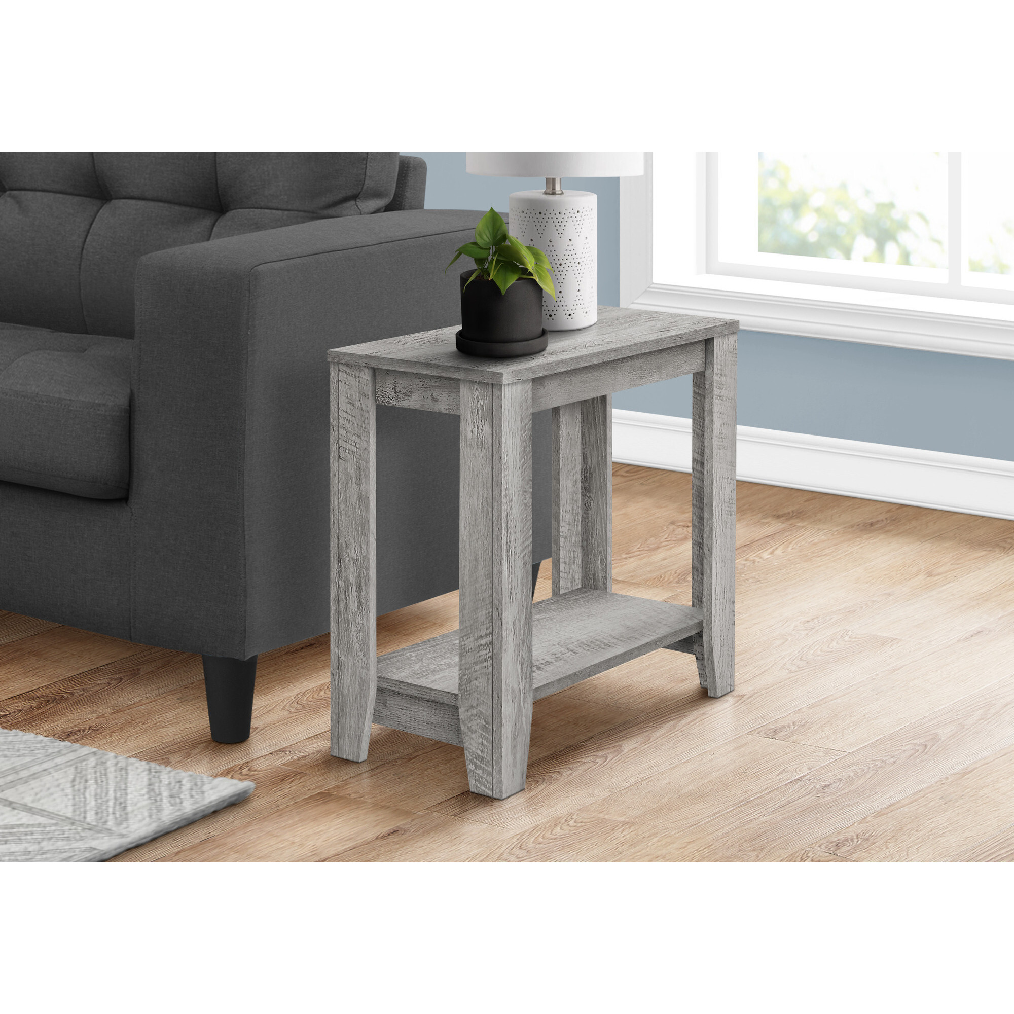 22 Grey End Table With Shelf