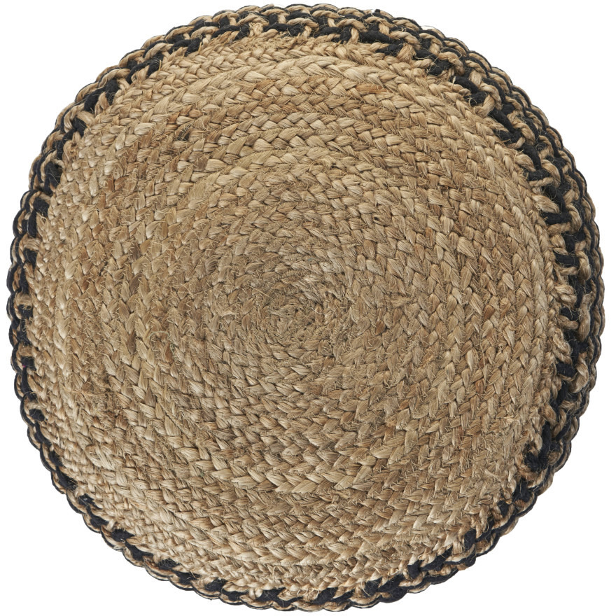 18 Tan Jute Ottoman