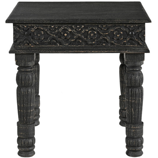 24 Black Solid Wood End Table