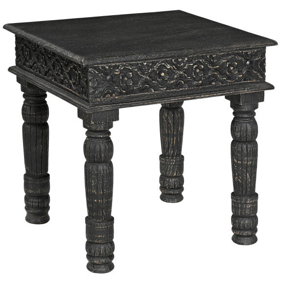 24 Black Solid Wood End Table