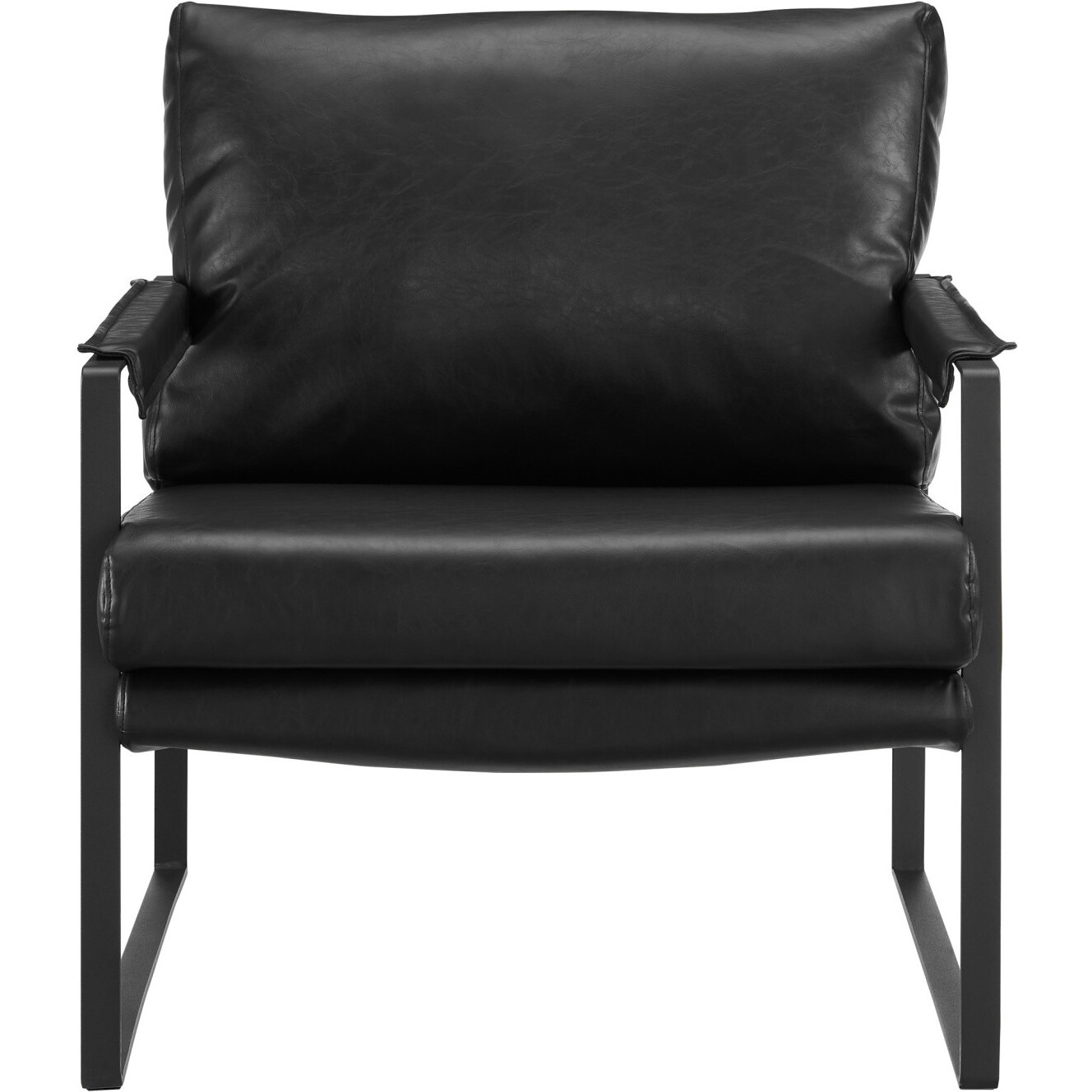 27 Black Faux Leather And Metal Arm Chair