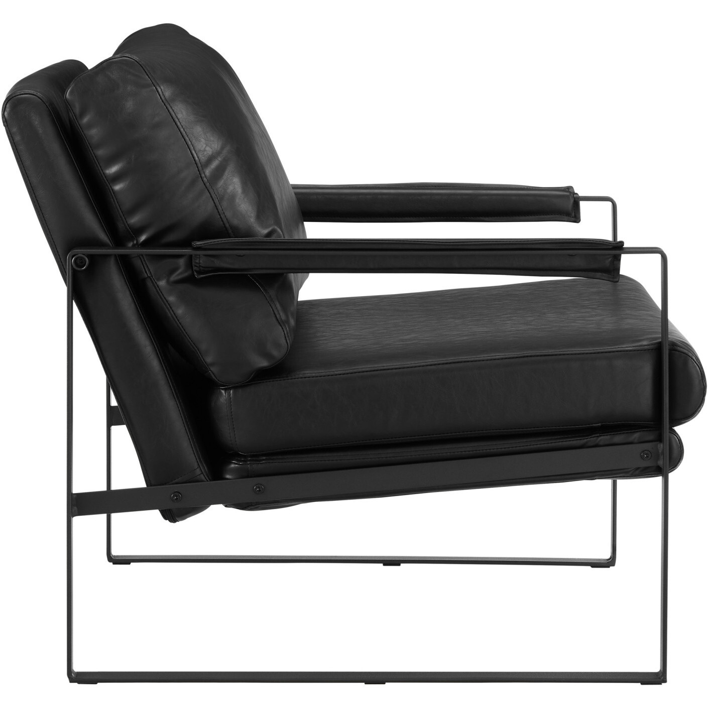 27 Black Faux Leather And Metal Arm Chair