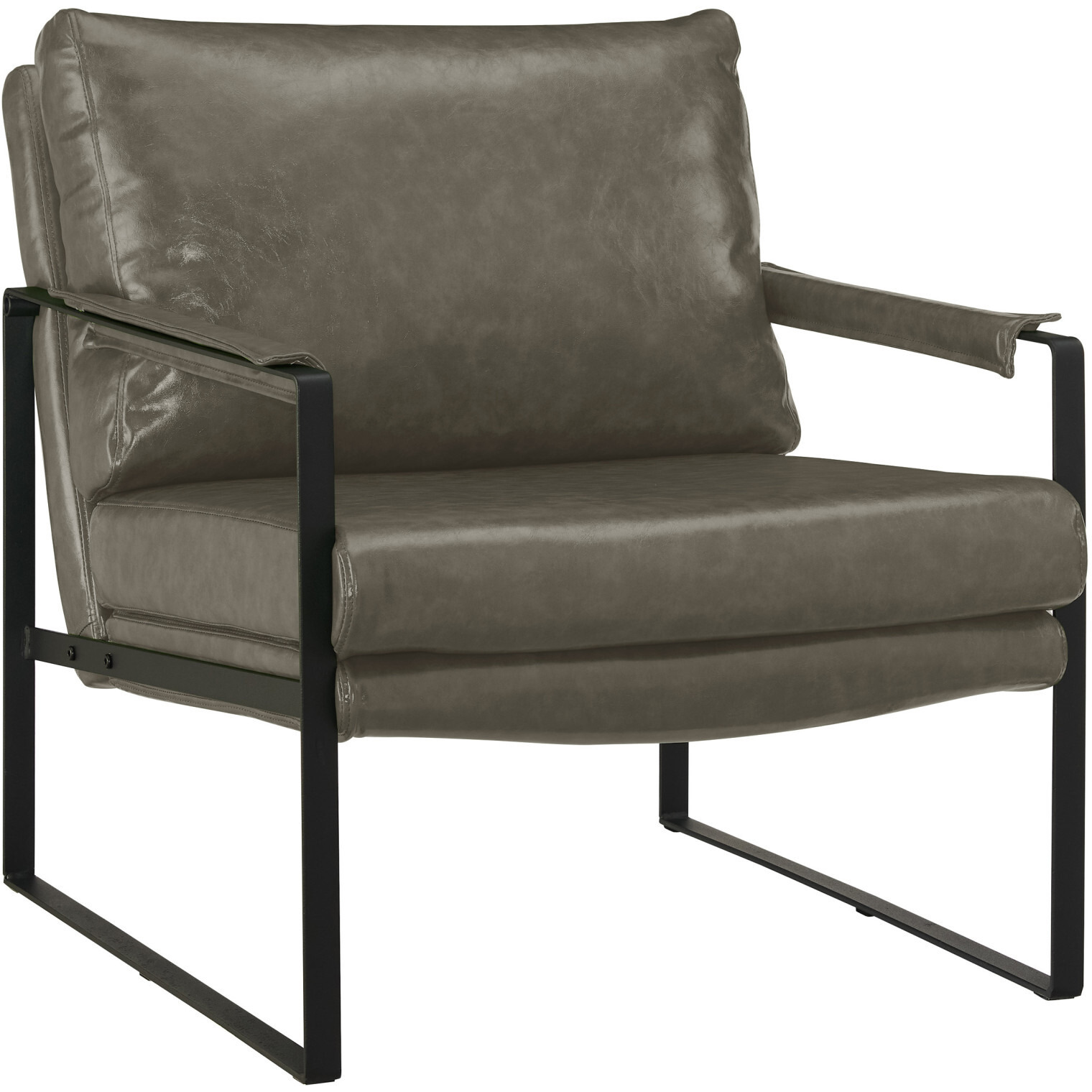 27 Dark Gray Faux Leather And Black Arm Chair