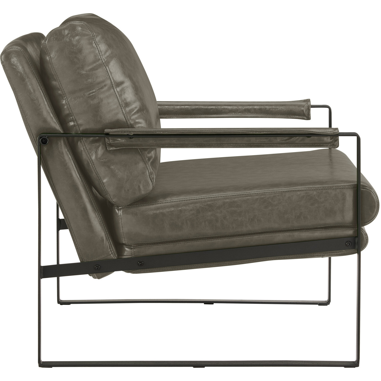 27 Dark Gray Faux Leather And Black Arm Chair