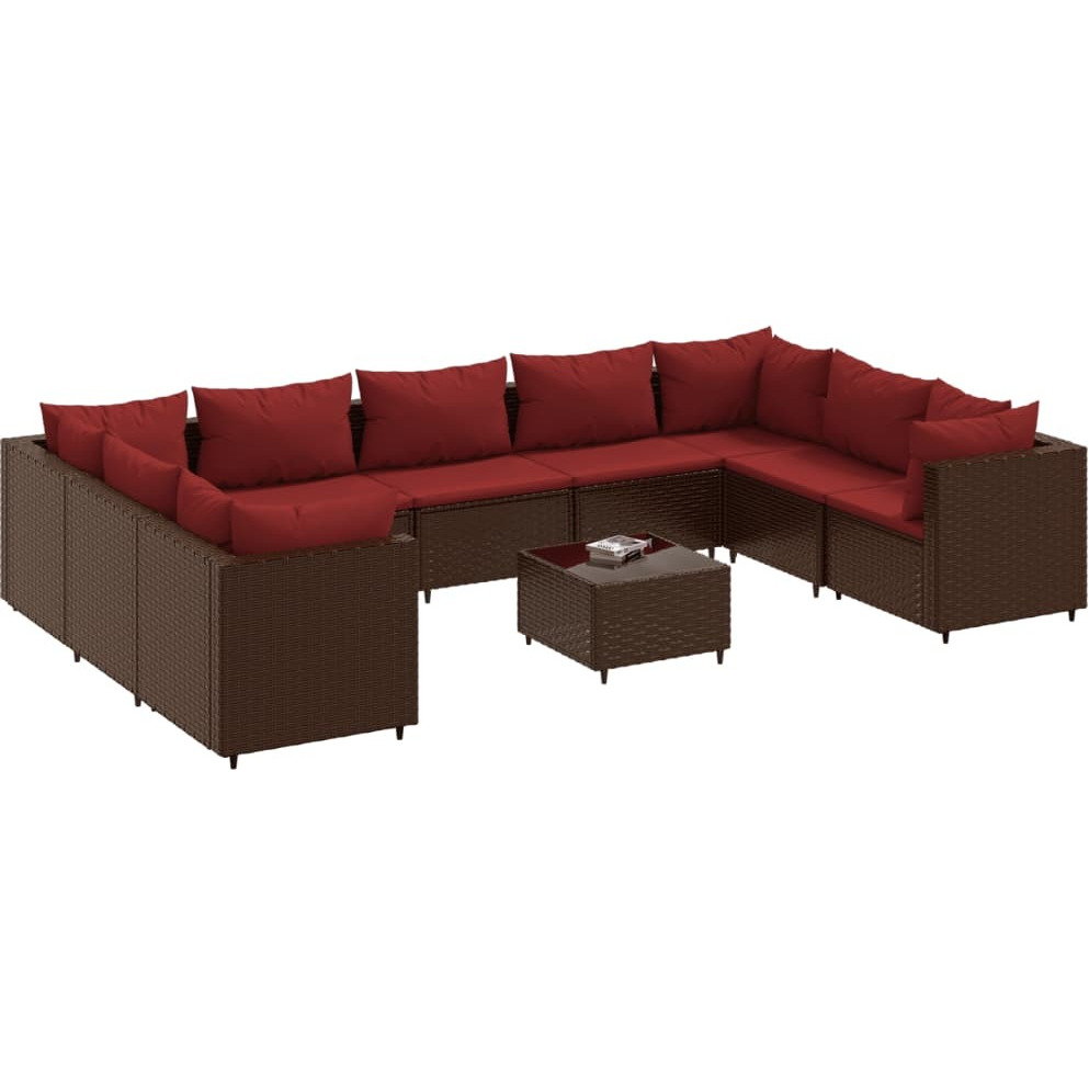 Vidaxl 10 Piece Patio Lounge Set With Cushions Brown Poly Rattan