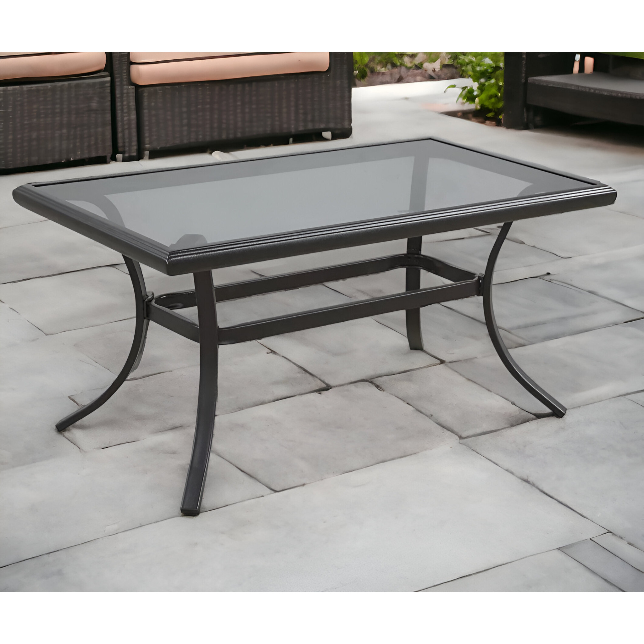 21"" Black Metal Outdoor Chat Table