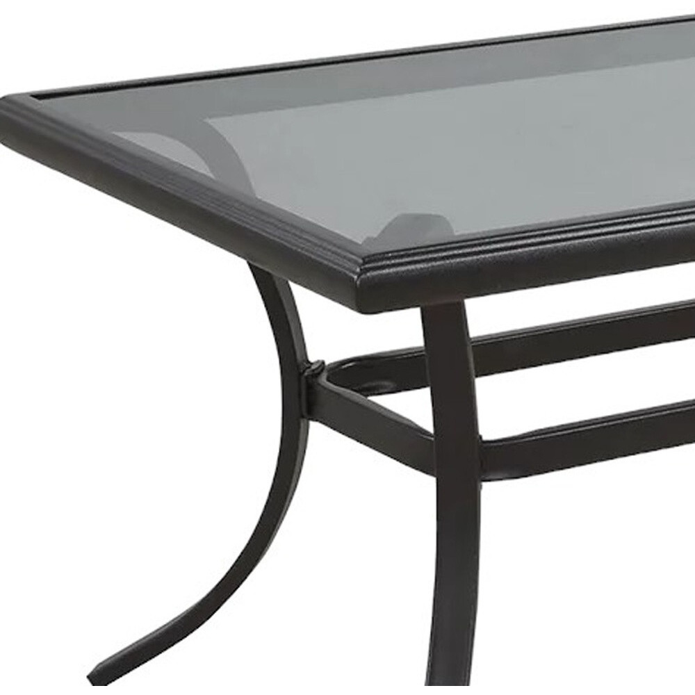 21"" Black Metal Outdoor Chat Table