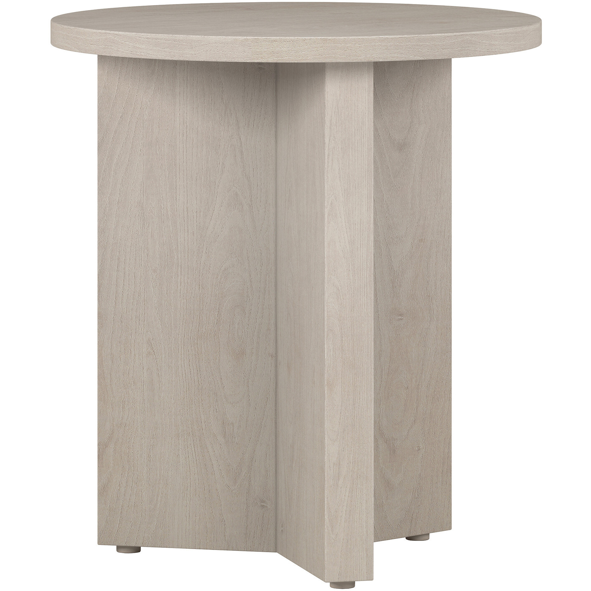 22"" Alder White Wood Round End Table