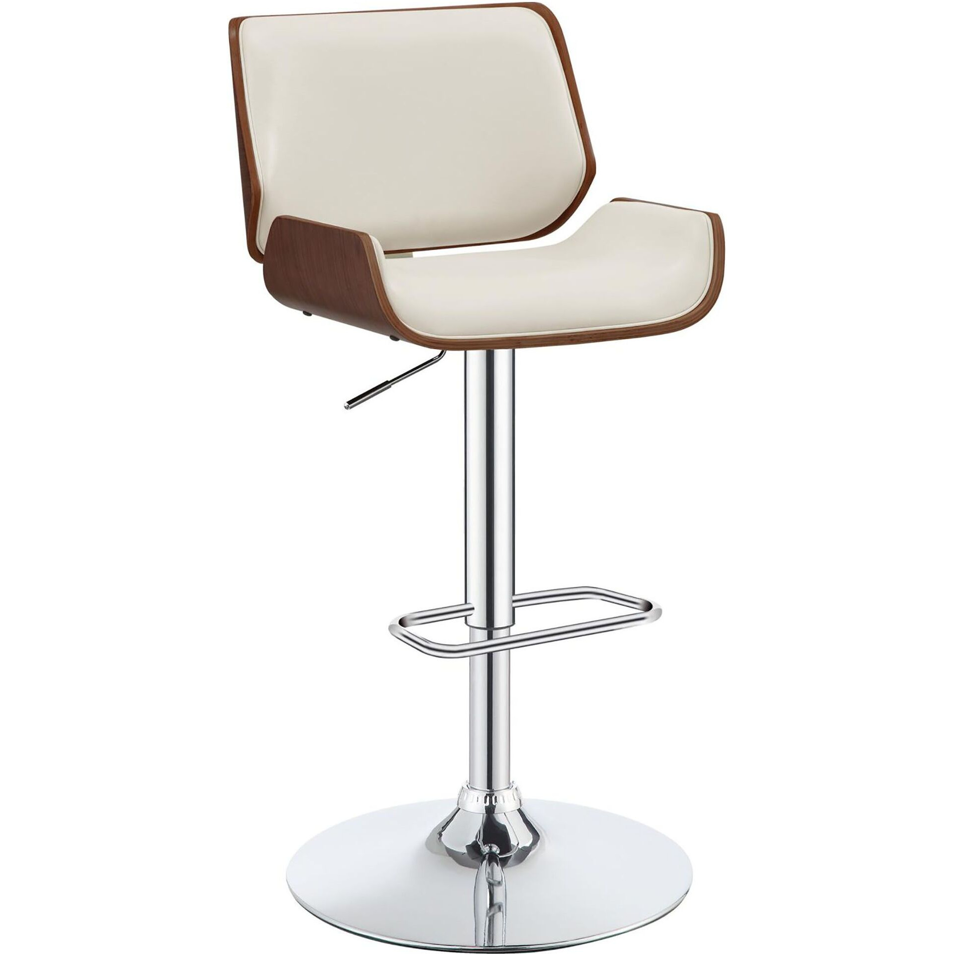 Ecru And Chrome Adjustable Bar Stool