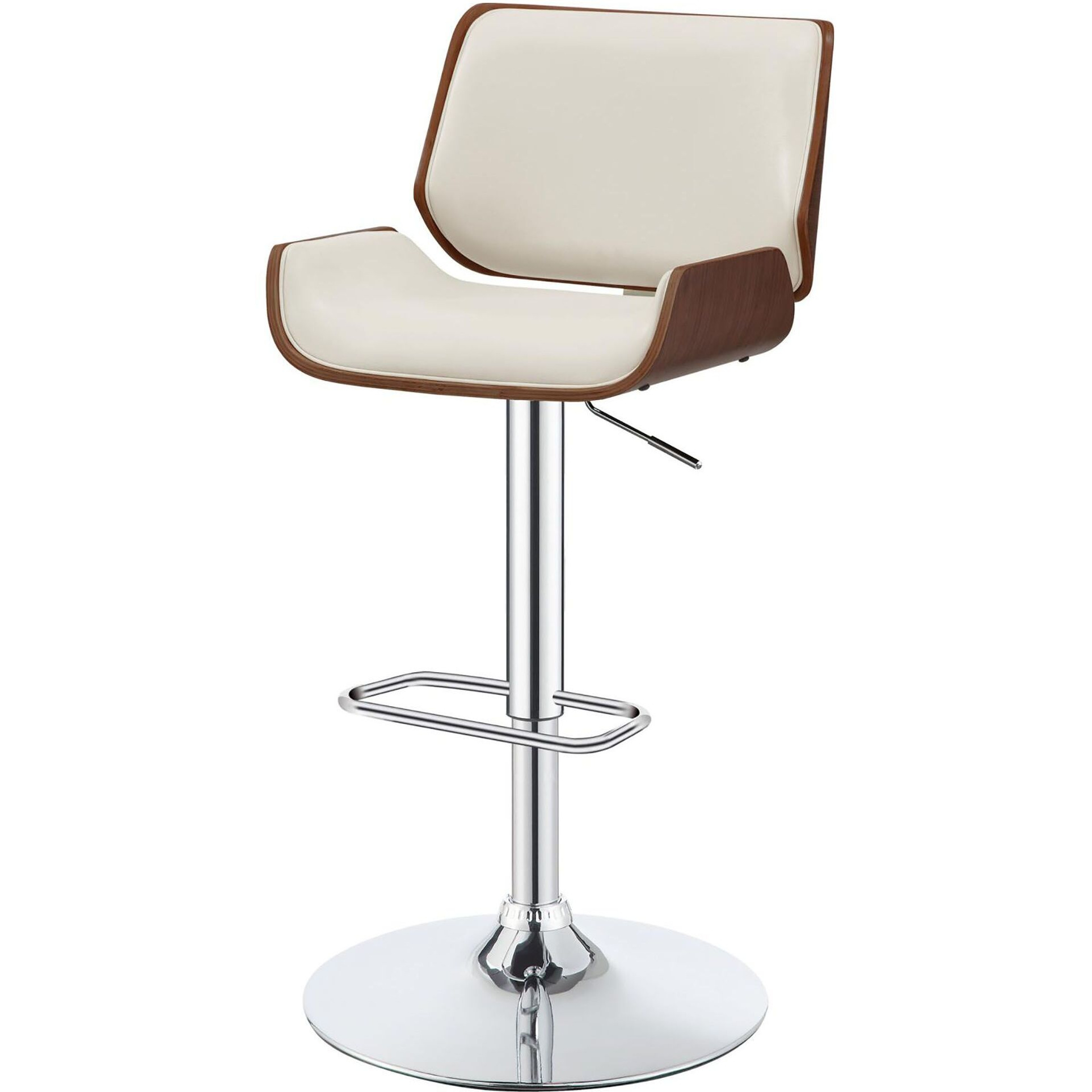 Ecru And Chrome Adjustable Bar Stool