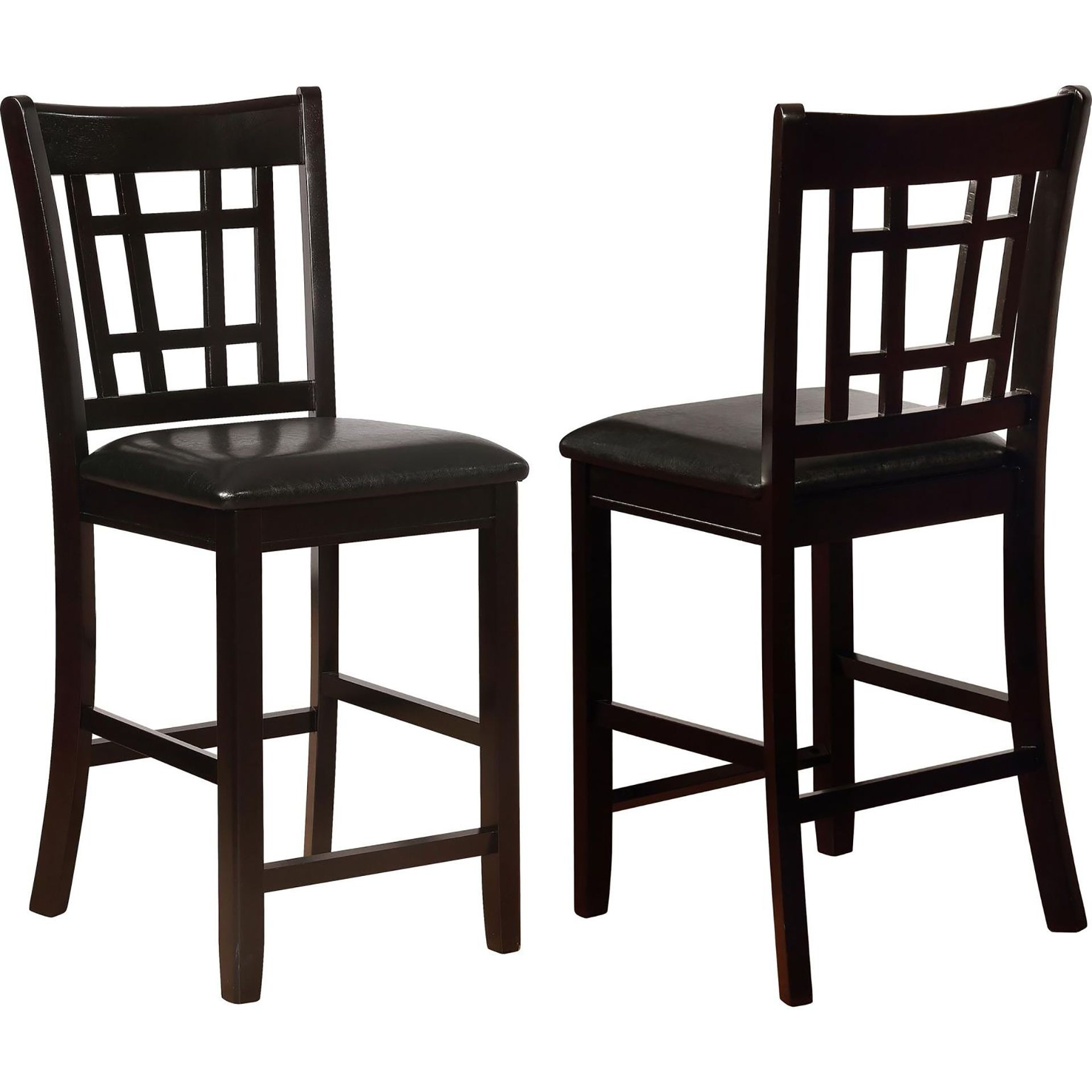 Black And Espresso Lattice Back Counter Height Stools (Set Of 2)