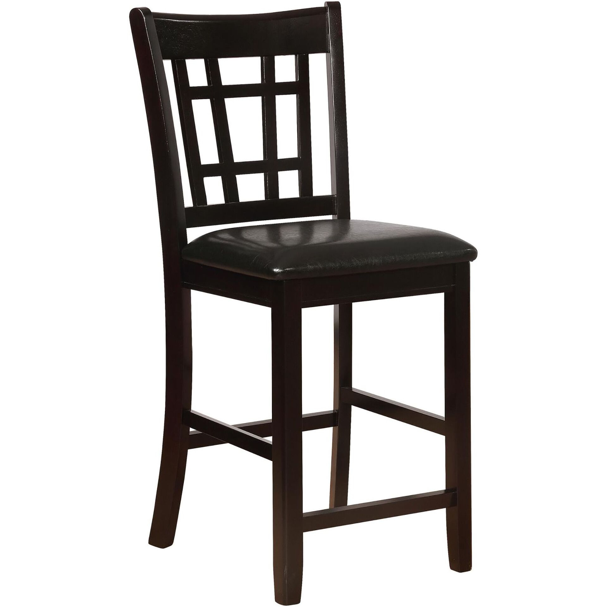 Black And Espresso Lattice Back Counter Height Stools (Set Of 2)