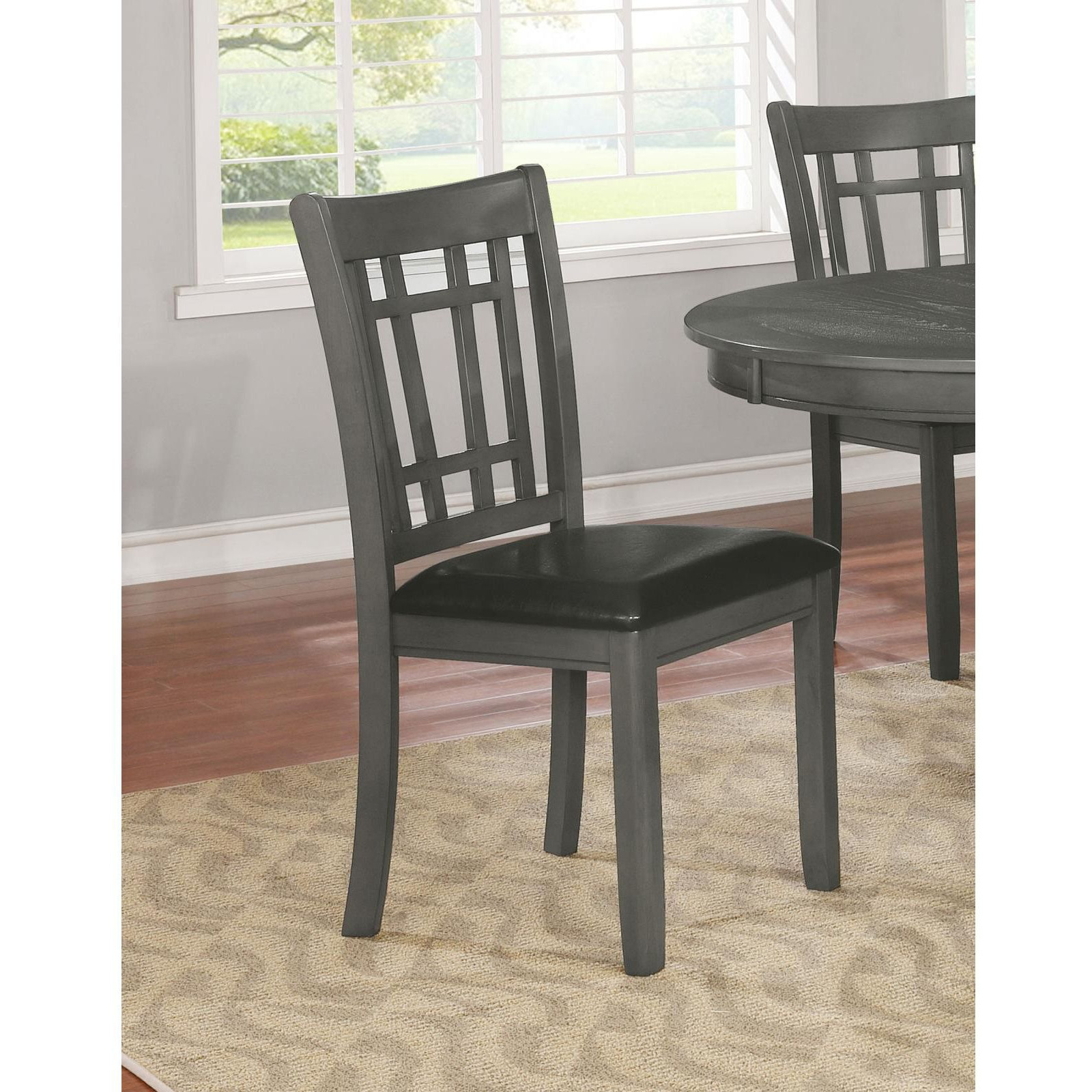 Medium Grey And Black Lattice Back Side Chairs (Set Of 2)