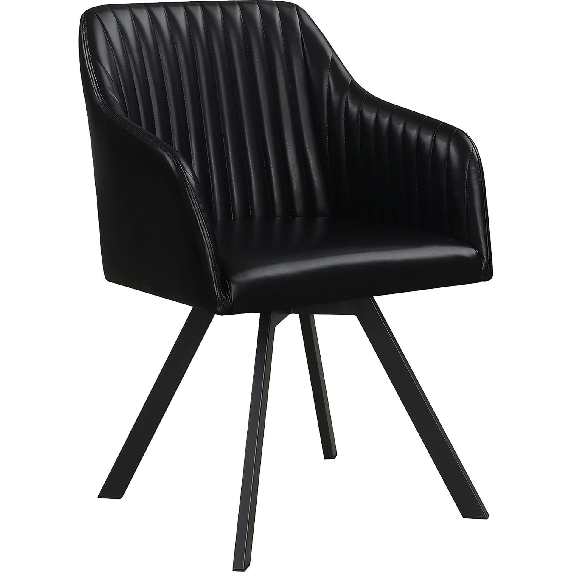 Black Channeled Sloped Arm Swivel Chair