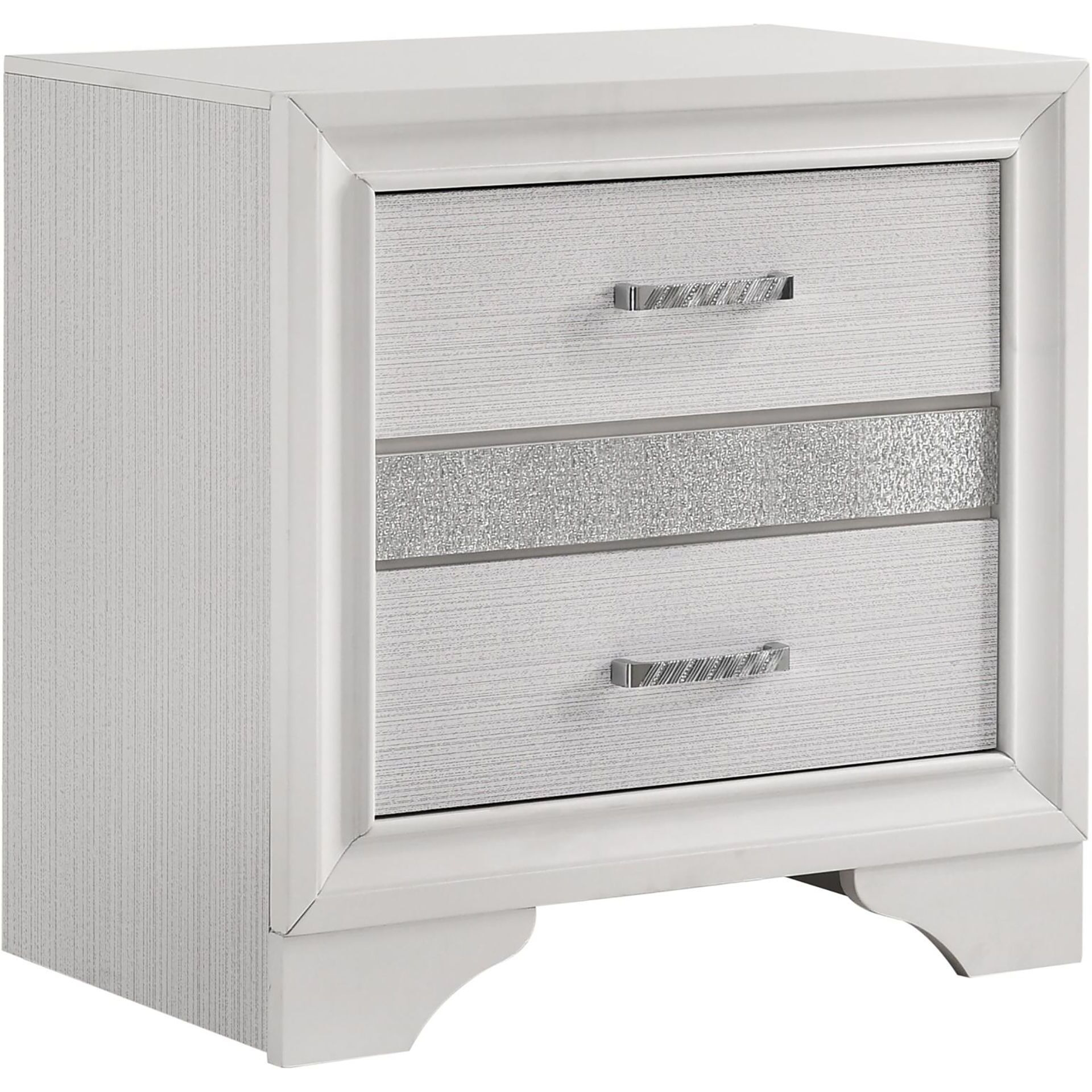 White 2-Drawer Nightstand With Hidden Jewelry Tray