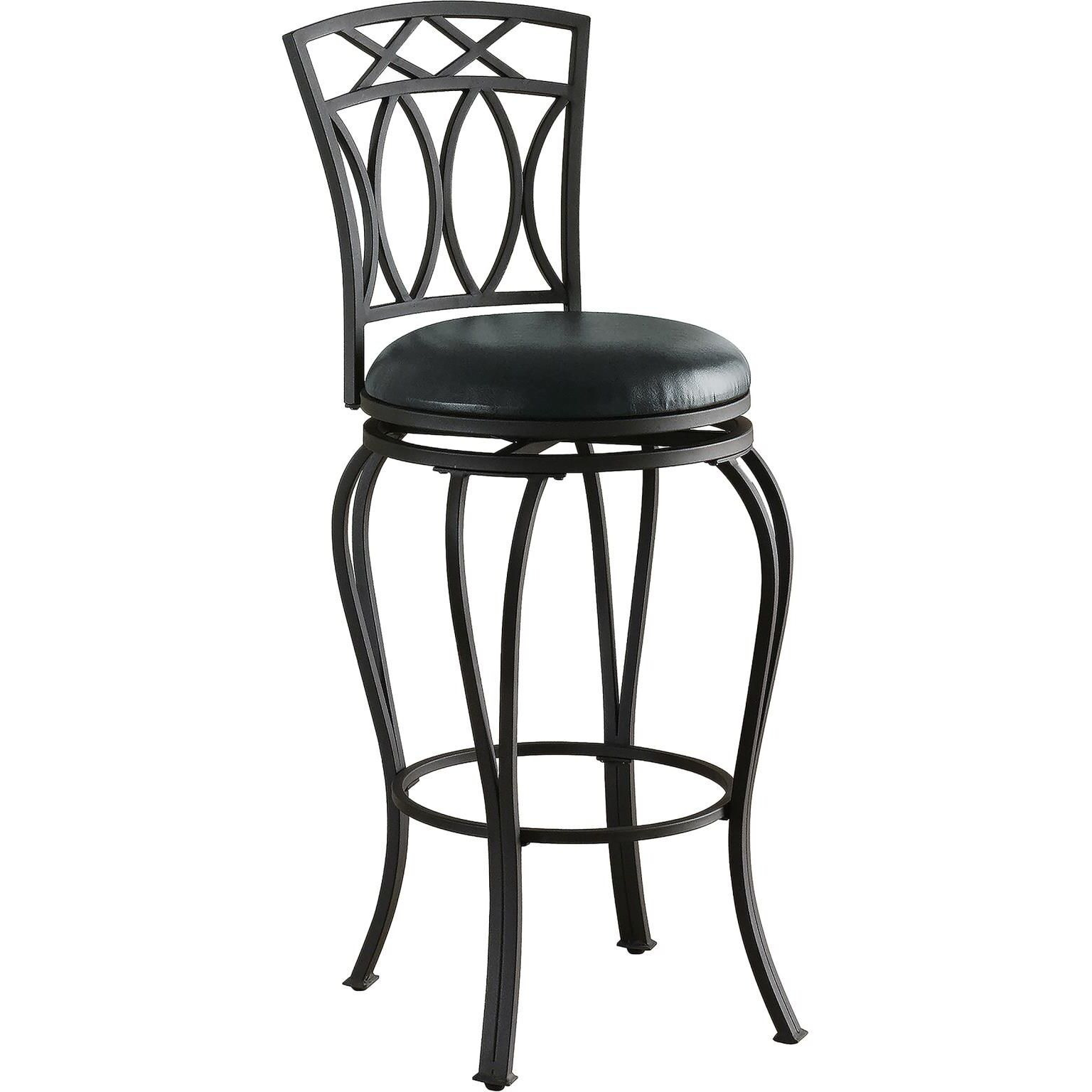 Black Swivel Bar Stool With Upholstered Seat