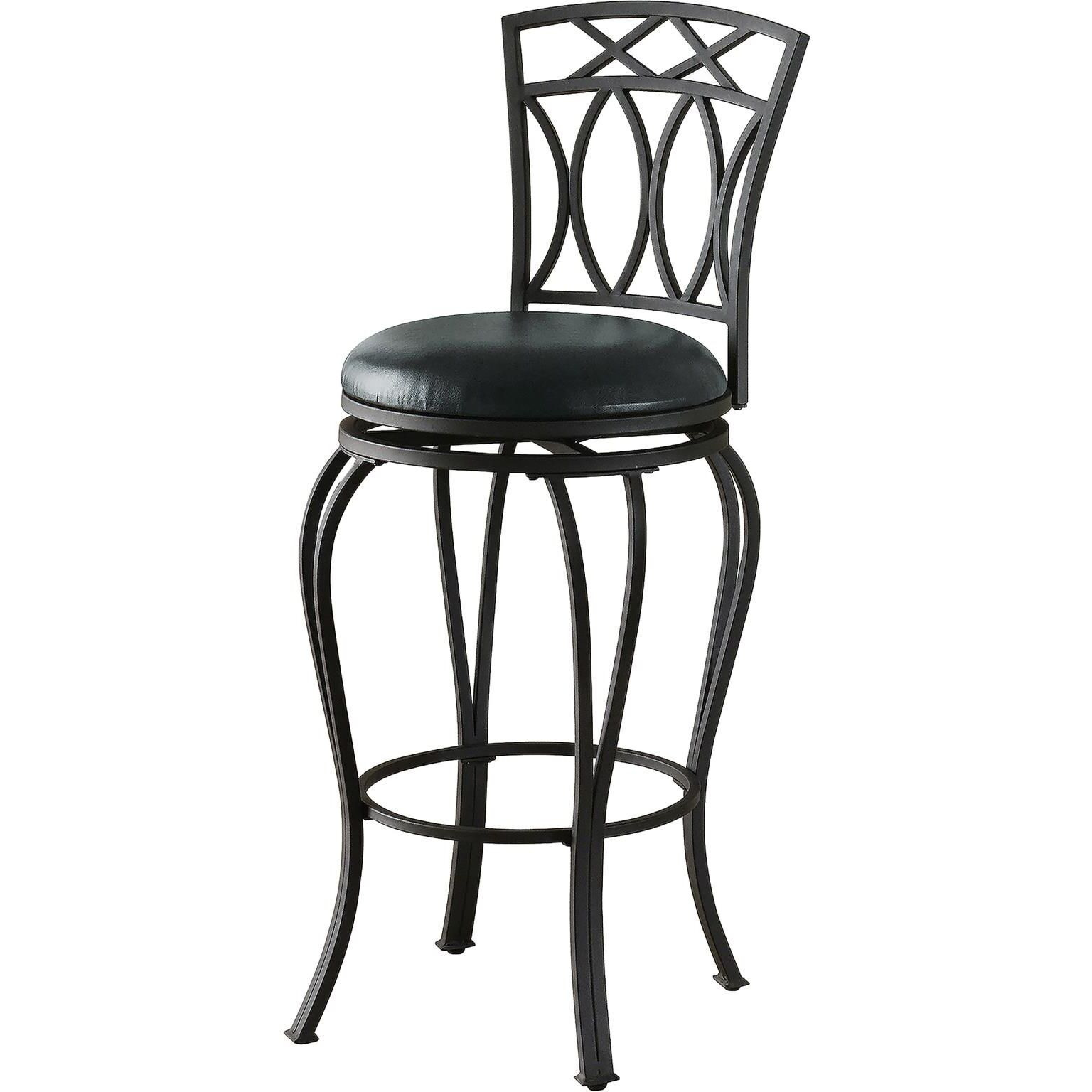 Black Swivel Bar Stool With Upholstered Seat