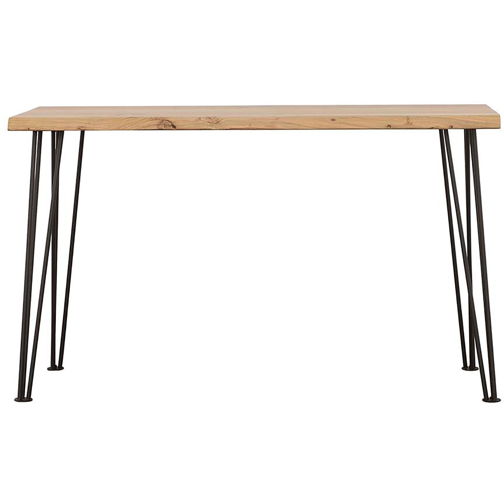 Natural And Matte Black Sofa Table With Hairpin Leg