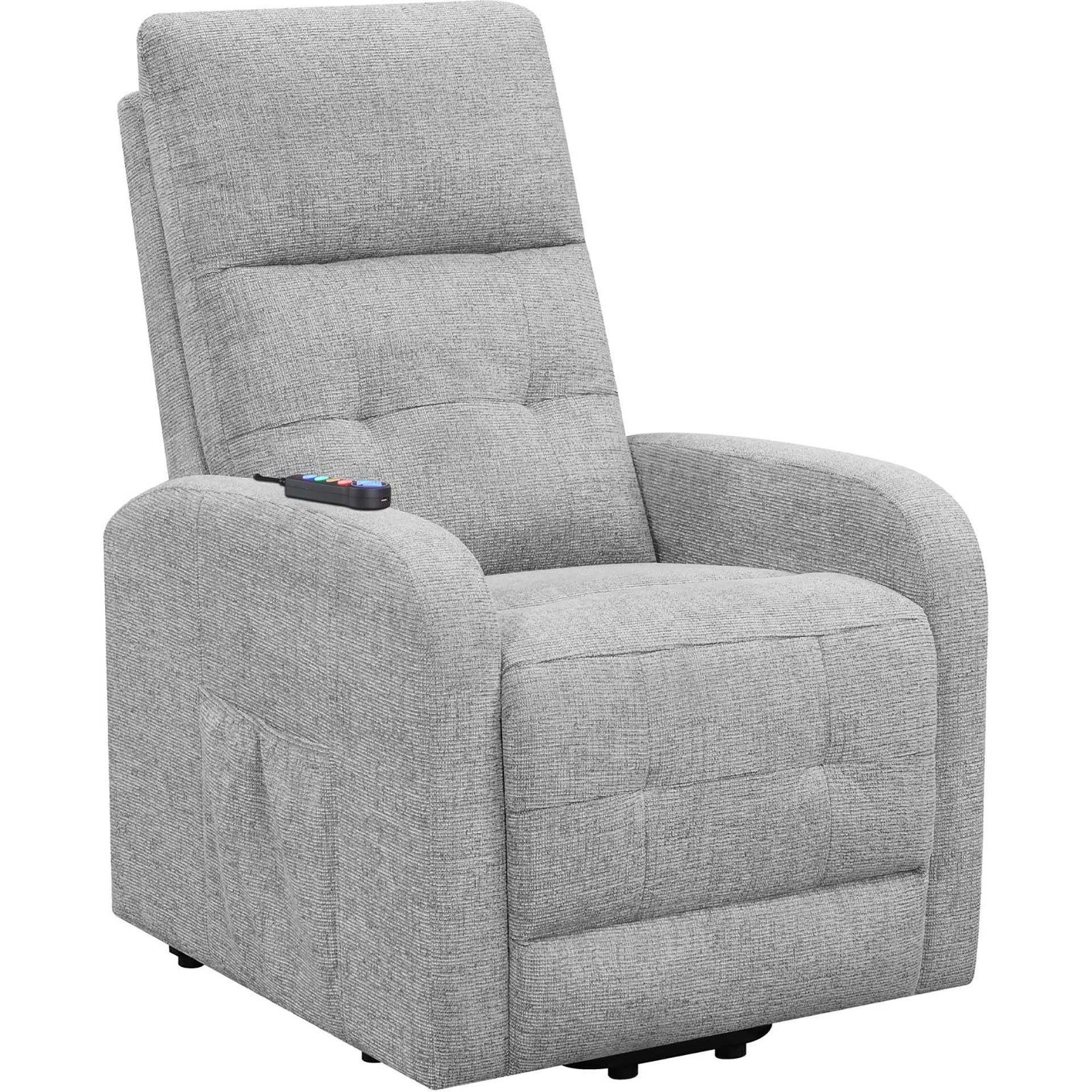 Grey Tufted Power Lift Recliner