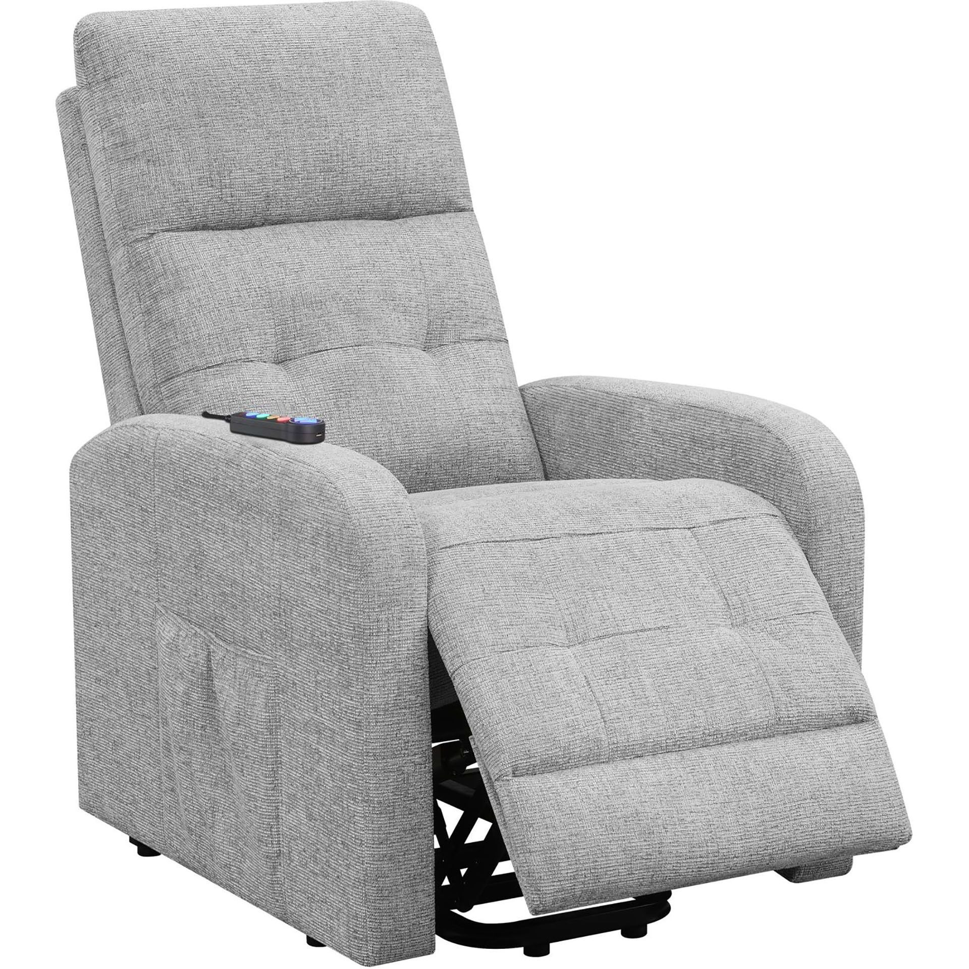 Grey Tufted Power Lift Recliner