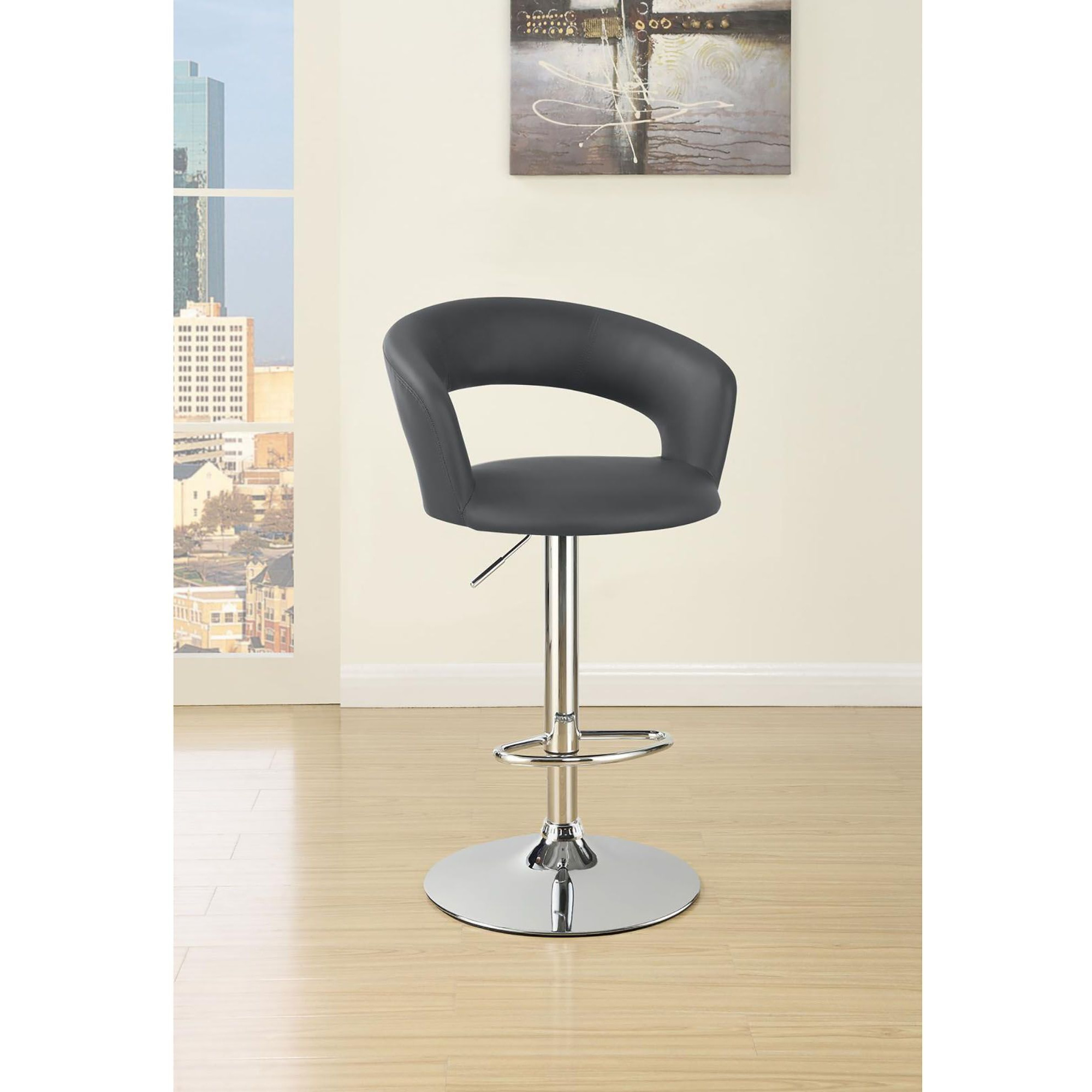 Grey And Chrome Adjustable Bar Stool