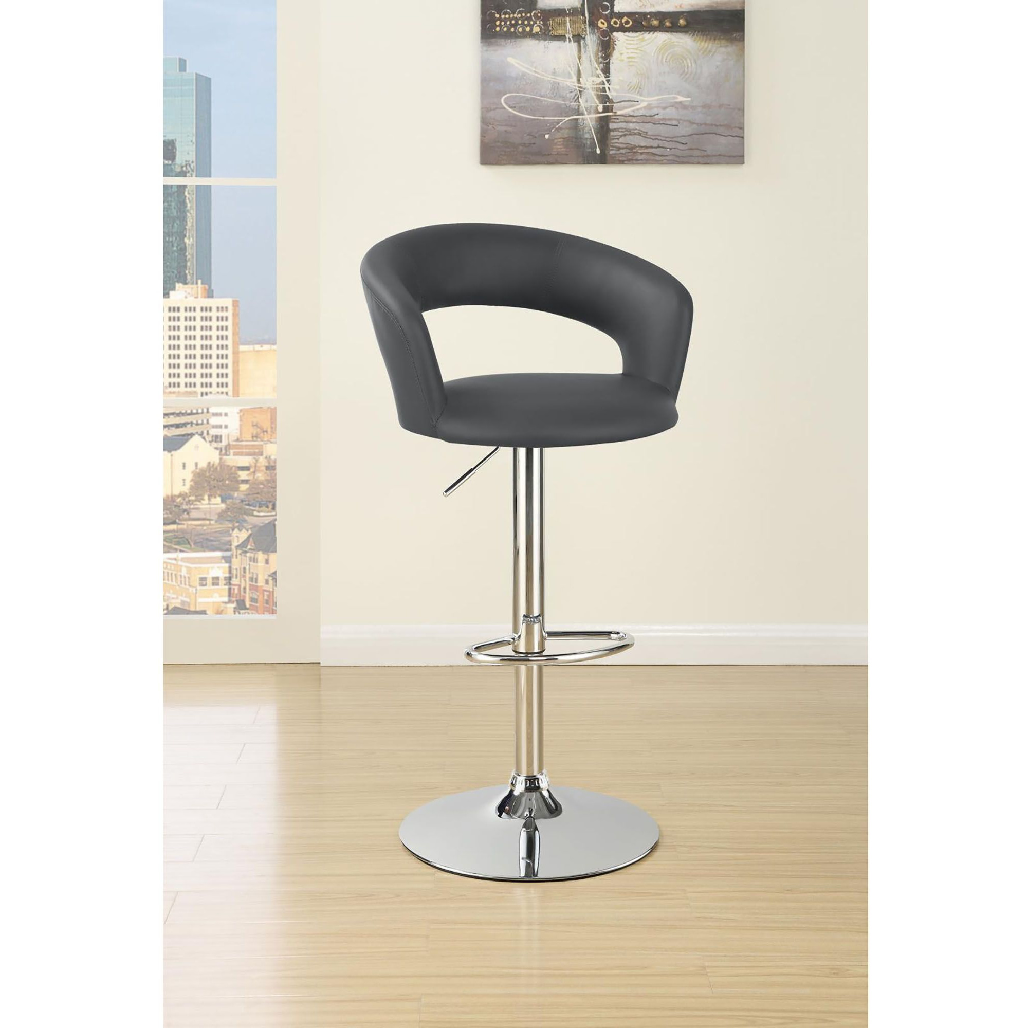 Grey And Chrome Adjustable Bar Stool