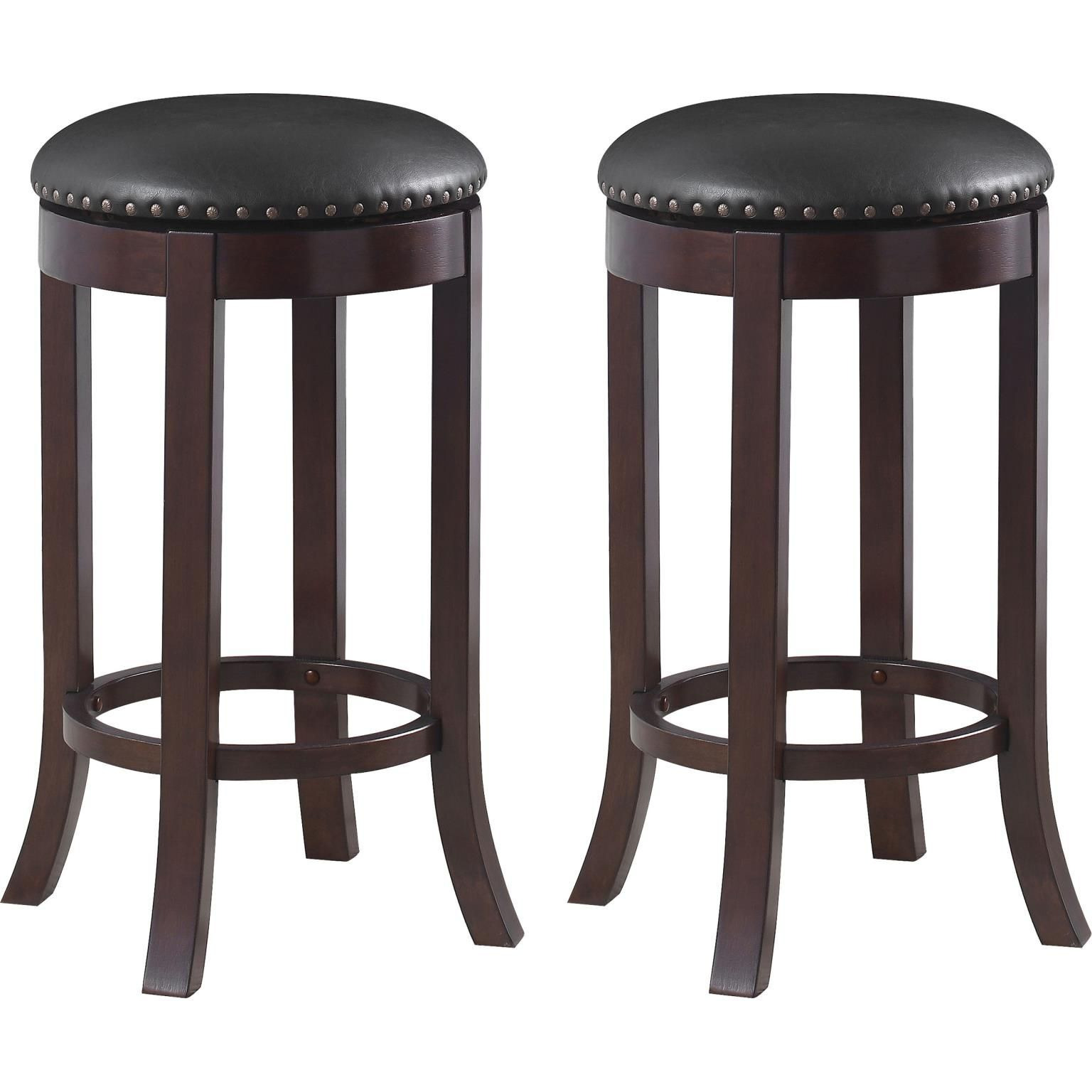 Dark Brown And Medium Brown Swivel Bar Stools (Set Of 2)