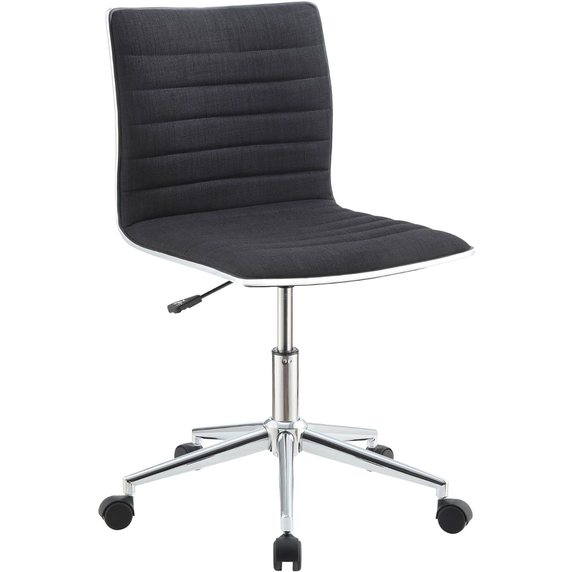 Black And Chrome Armless Office Chair With Casters