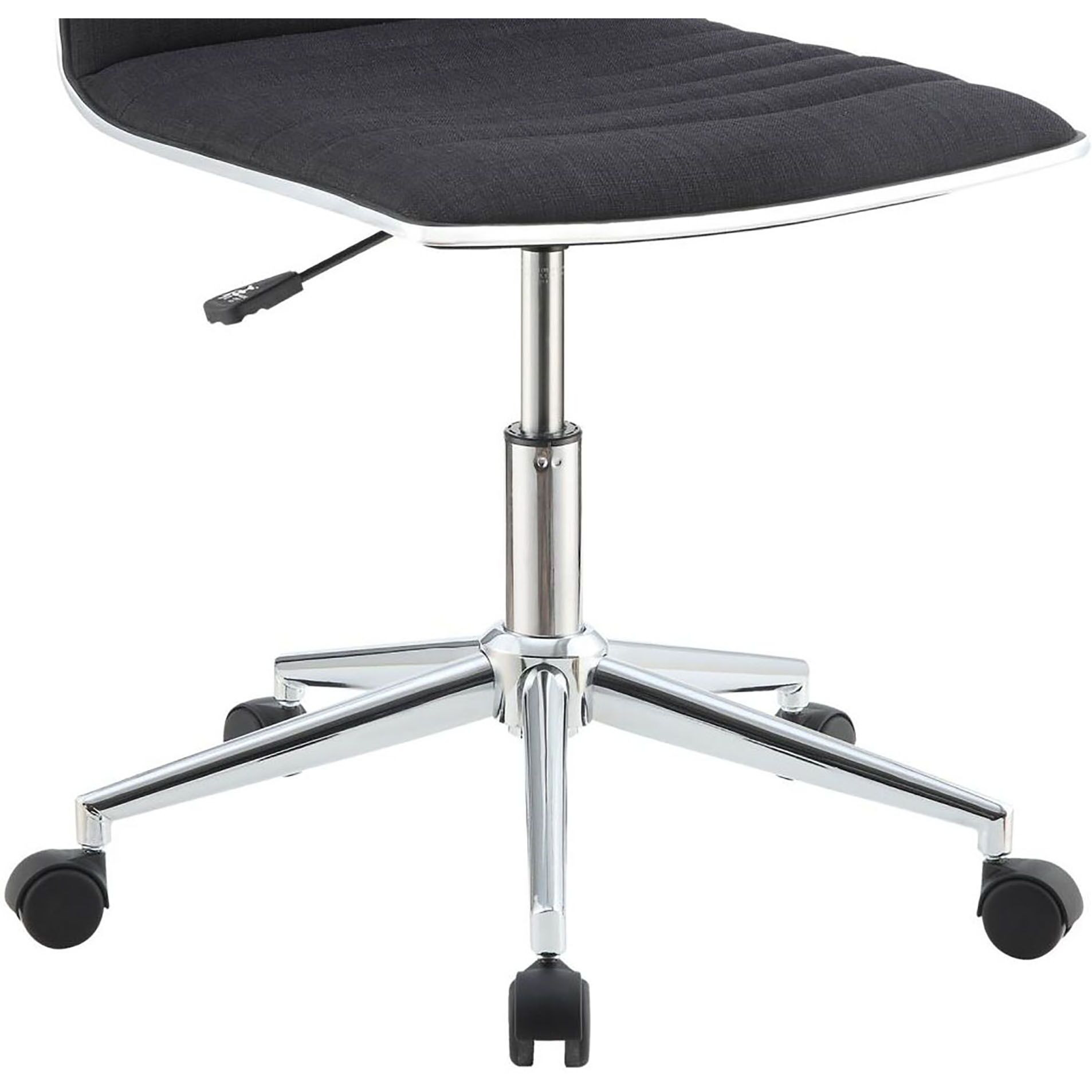 Black And Chrome Armless Office Chair With Casters