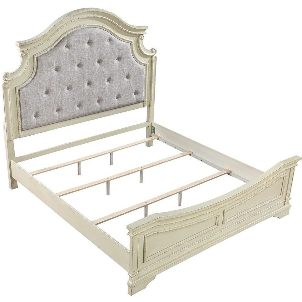 Traditional Style Queen Bed With Button Tufted Upholstery Headboard Made With Wood In Antique Beige