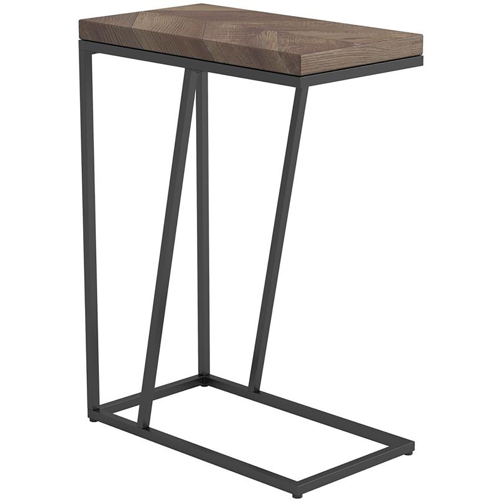 Rustic Tobacco Herringbone And Sandy Black Accent Table